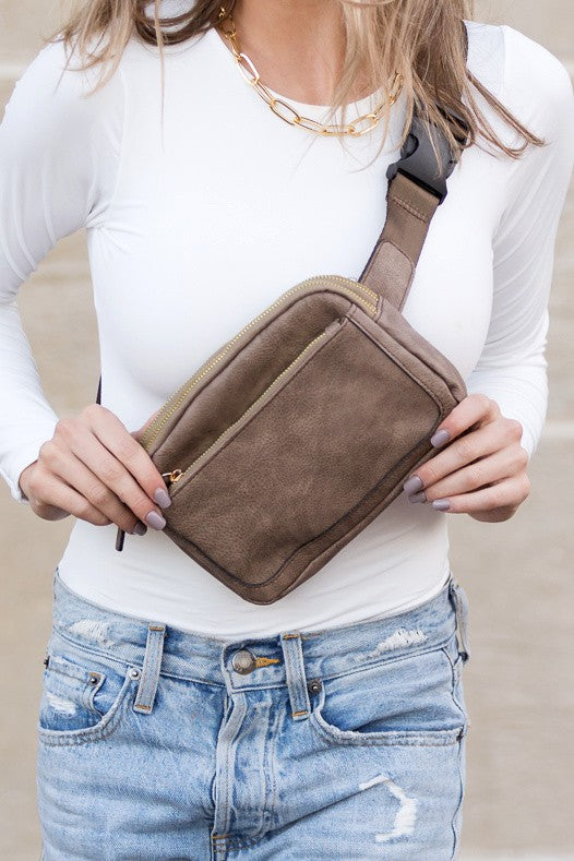 Vegan Leather Sling Belt Bum Bag Fanny Pack