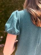 Ribbed Puff Sleeve Top