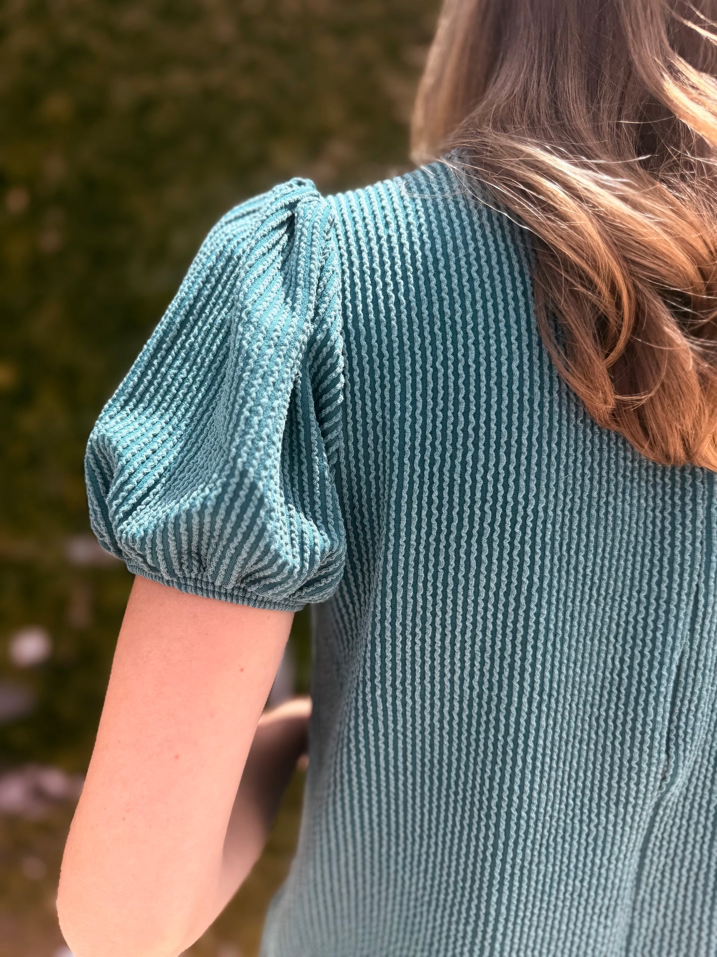 Ribbed Puff Sleeve Top