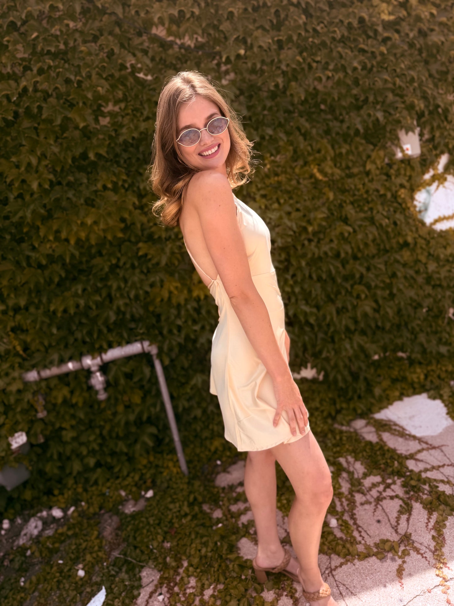 Silk-like Slip Mini Dress - Ivory
