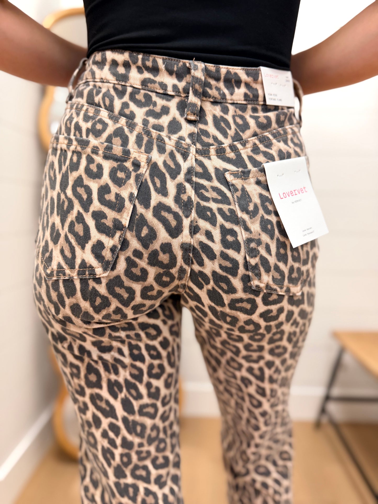 High Rise Leopard Print Flare Jeans - Lovervet