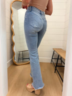 High Rise Light Wash Flare Jeans - Lovervet