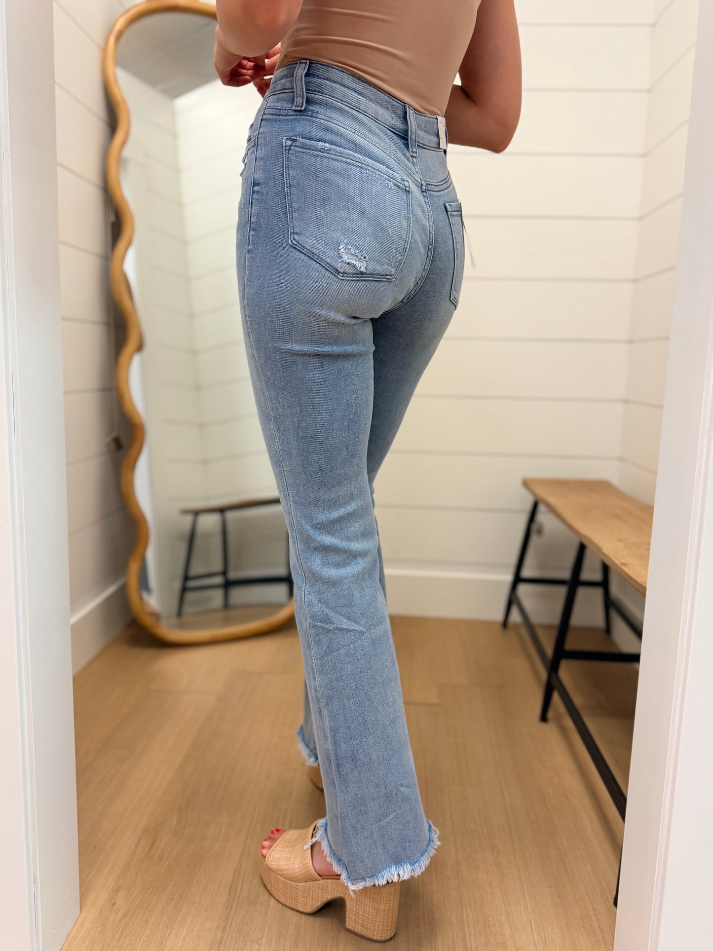High Rise Light Wash Flare Jeans - Lovervet
