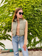 Full-zip Reversible Puffer Vest - Olive