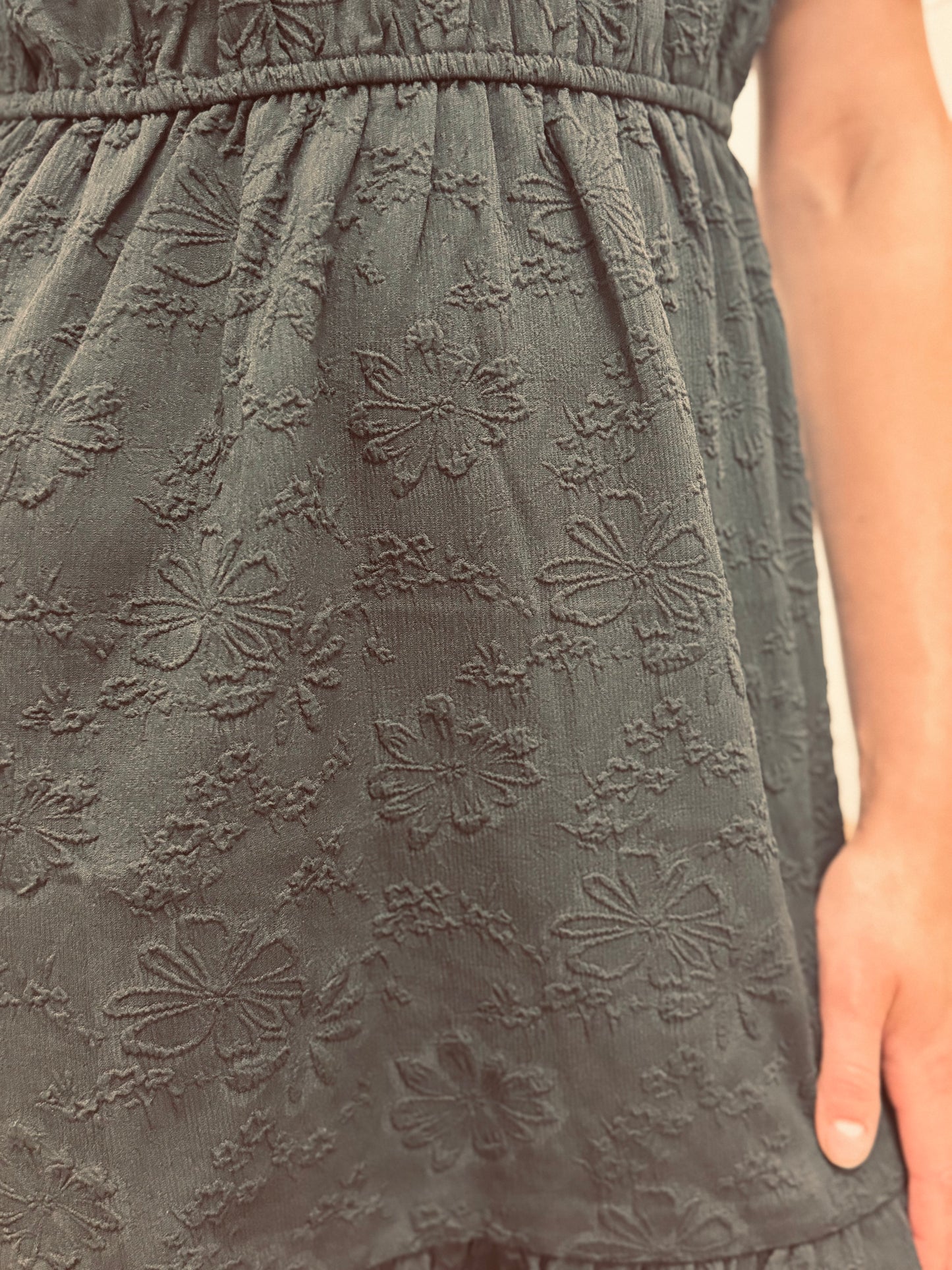 Black Floral Stitch Dress