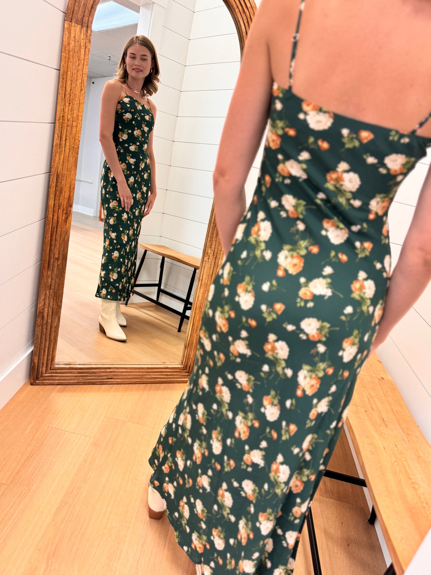 Floral Sweetheart Cami Midi Dress