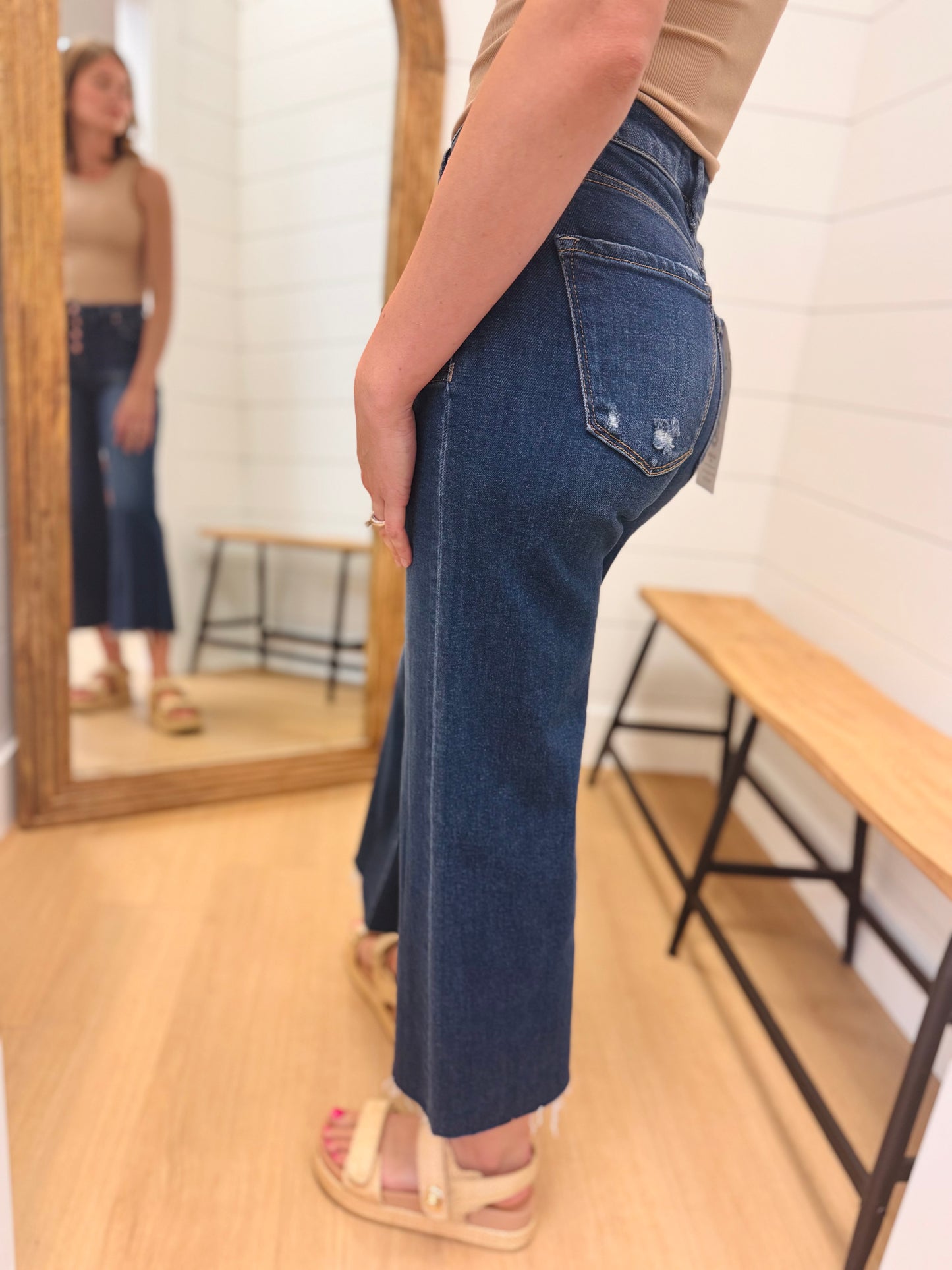 High Rise Crop Button Fly Jean - Risen