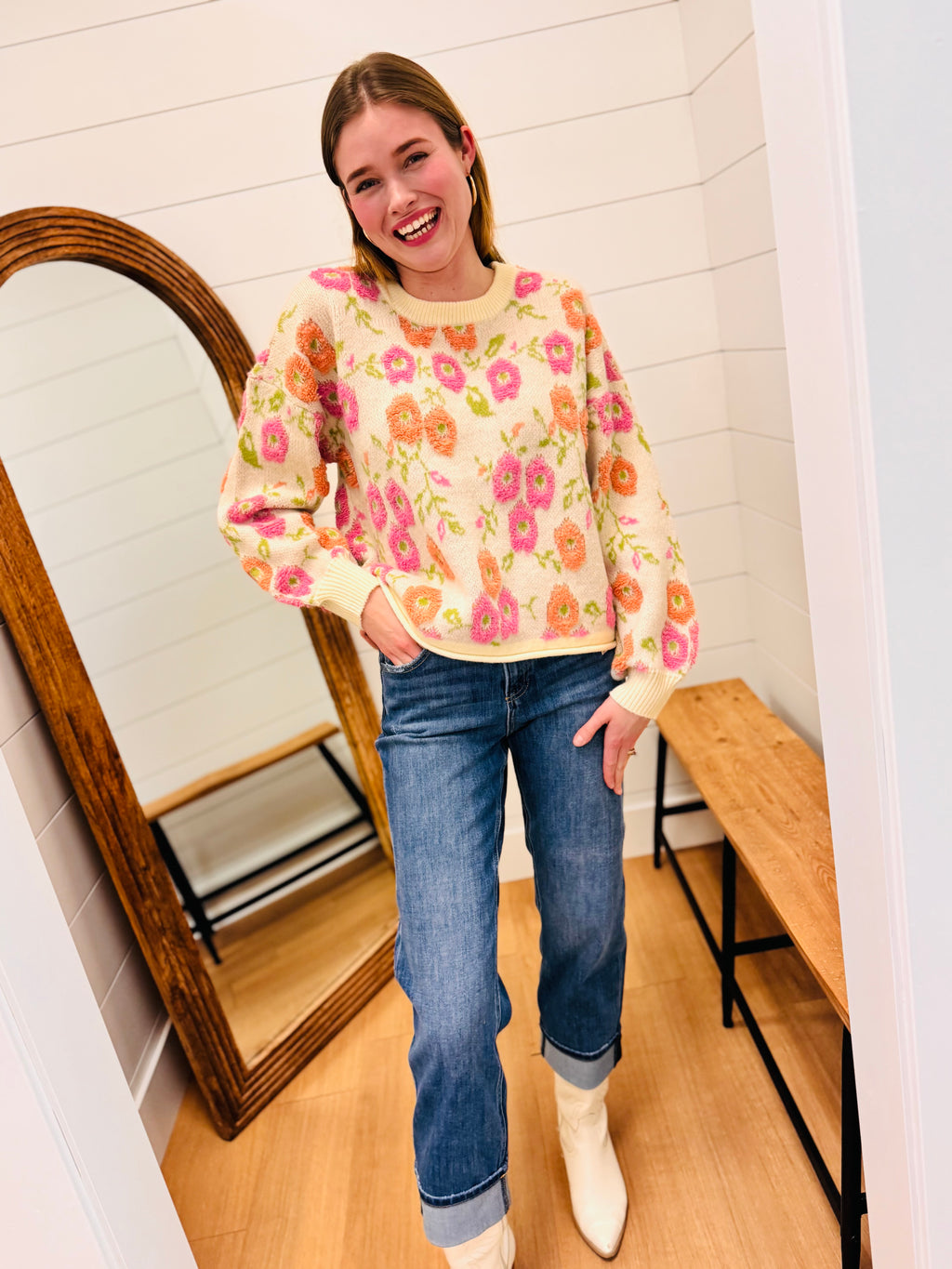 Floral Textured Sweater