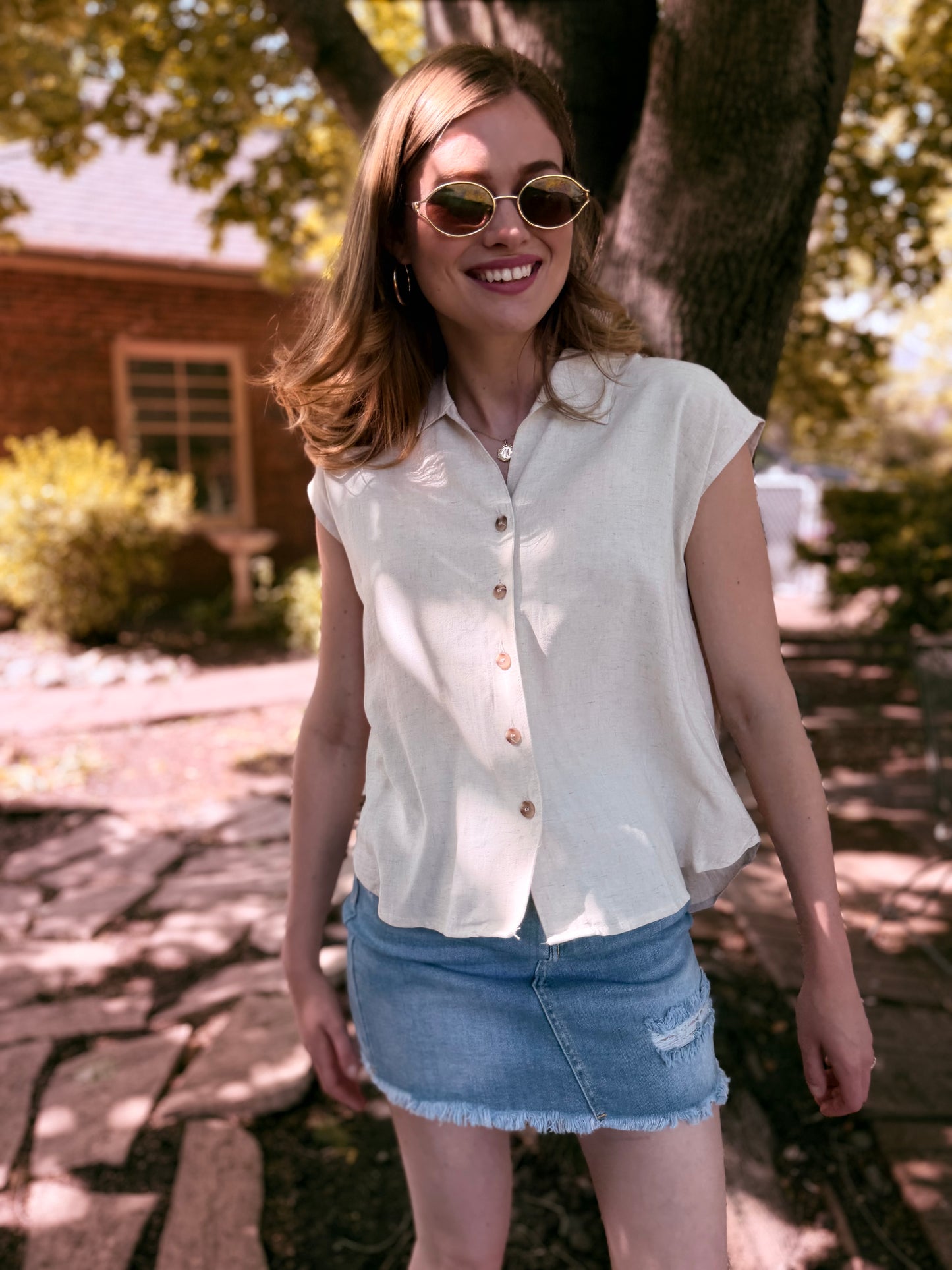 Linen Collared Short Sleeve Shirt