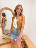 Suede Open Front Vest, SM-3XL (Camel)