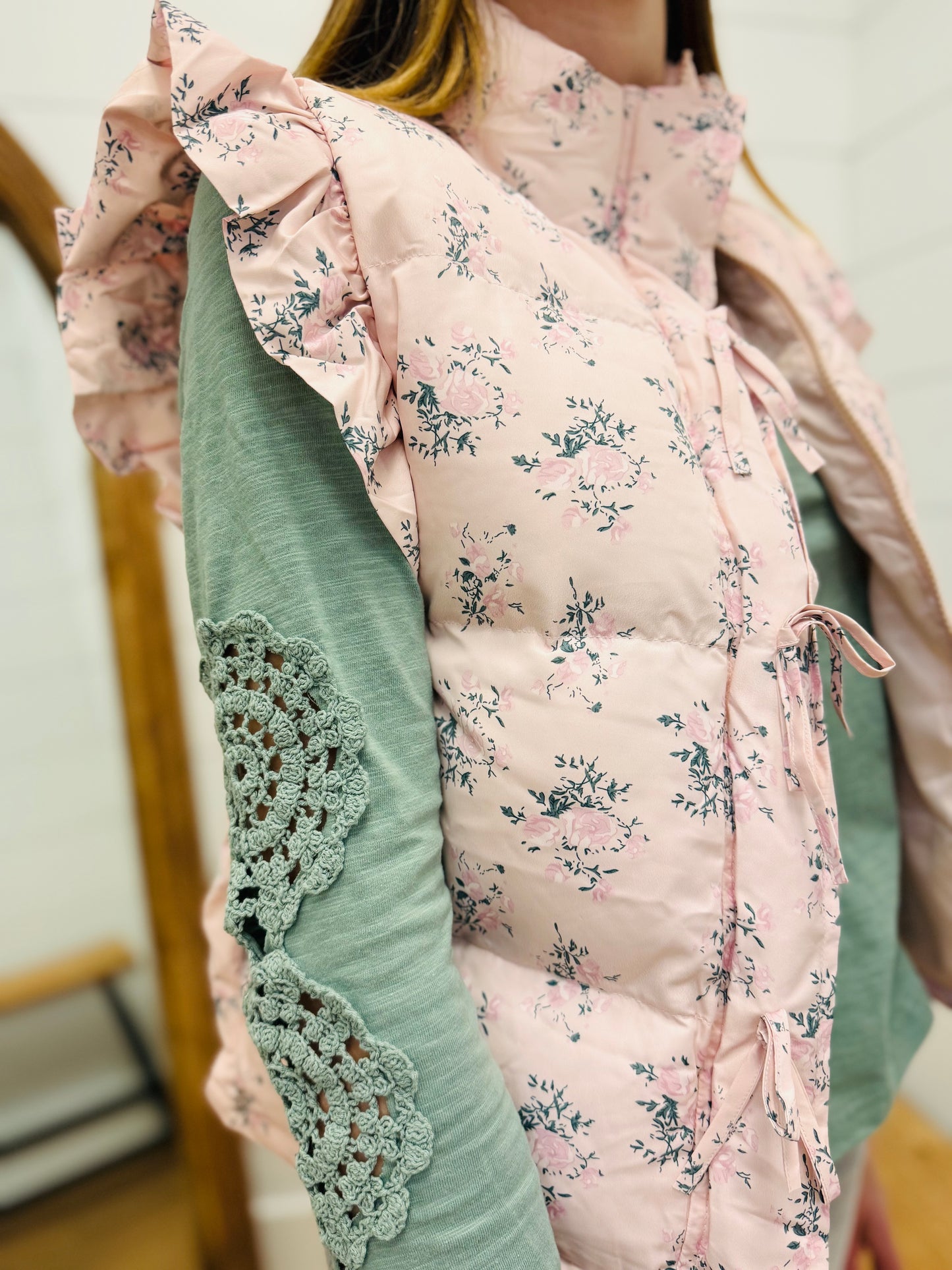 Crochet Sleeve Solid Knit Top