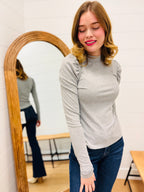 Puff-sleeve Top with Keyhole Back