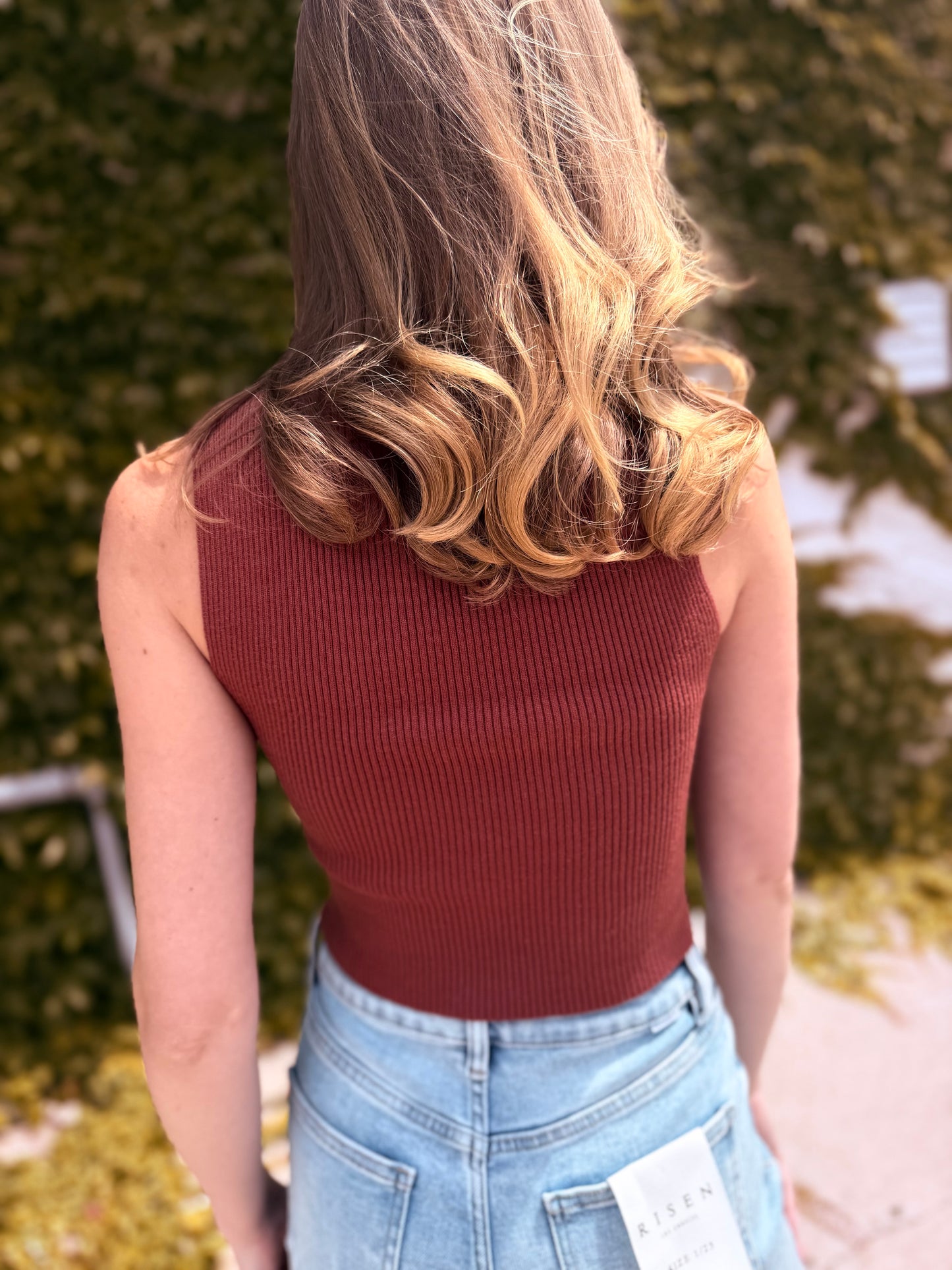 Ribbed Cutout Knit Tank Top