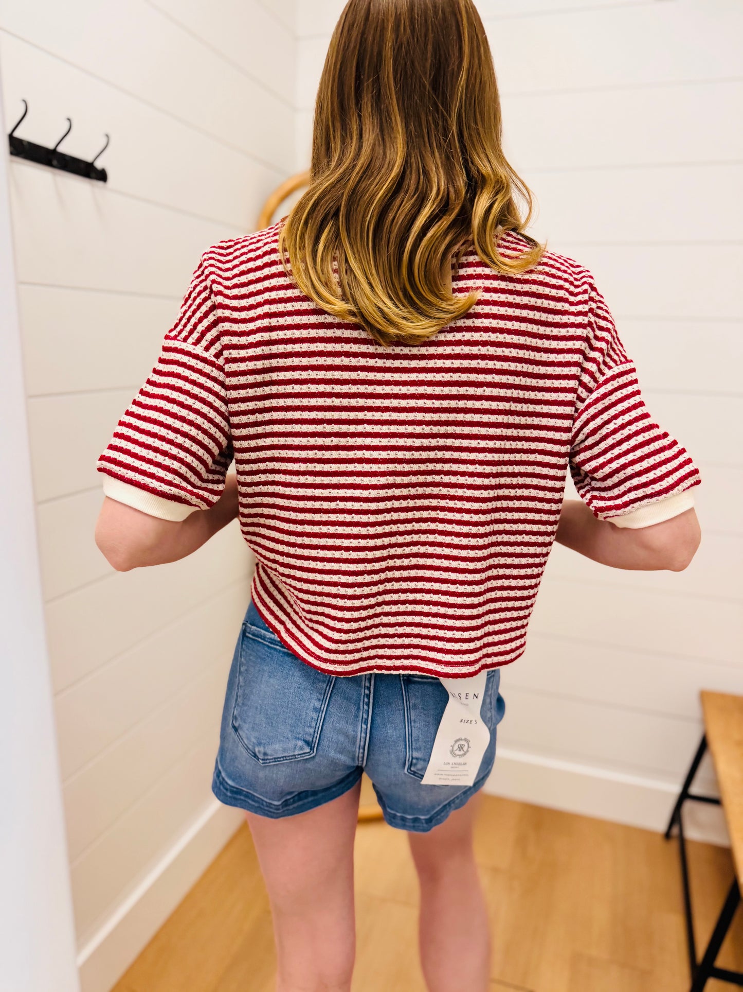 Stripe Button Down Knit Top
