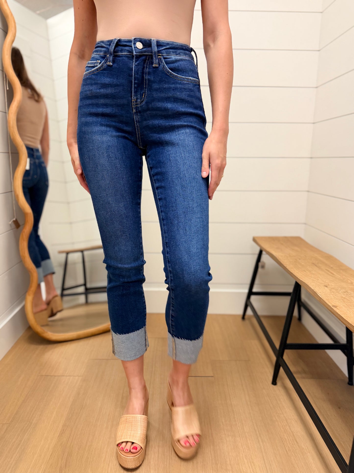 High Rise Cuffed Straight Jeans - Lovervet