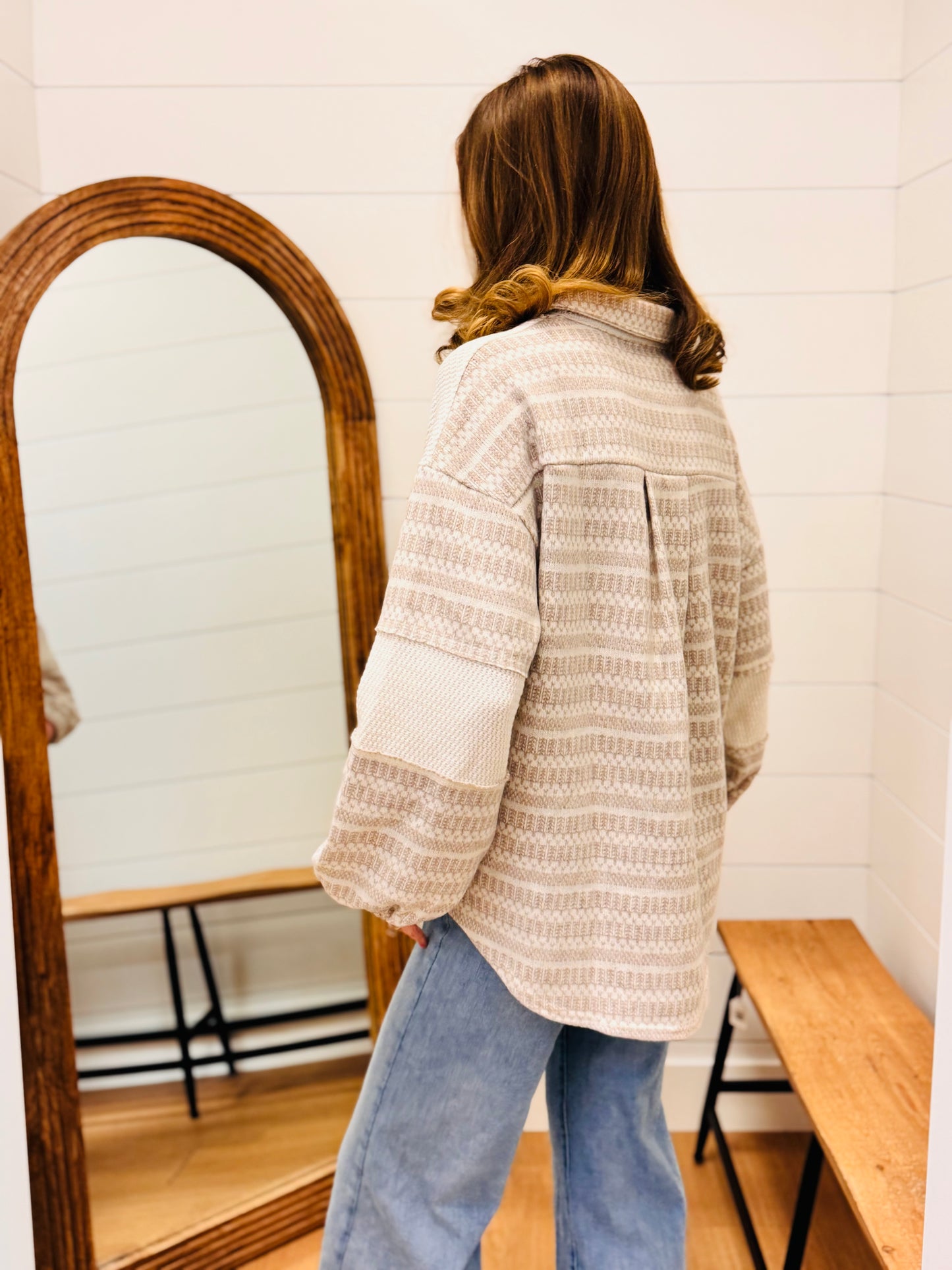 Mixed Knit Casual Shacket