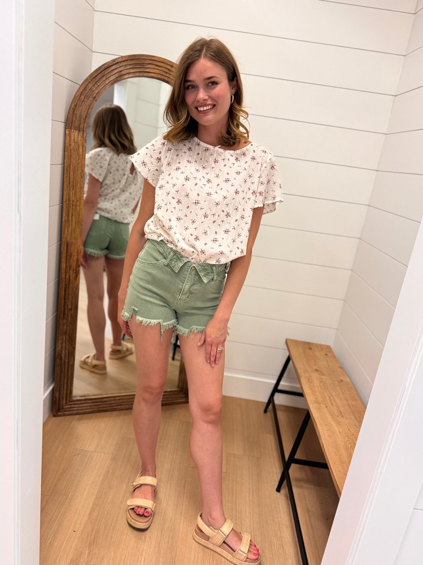 Mini Floral Top with Flutter Sleeve