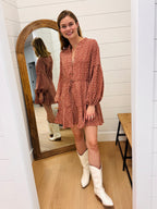 Button Down Puff Sleeve Dress