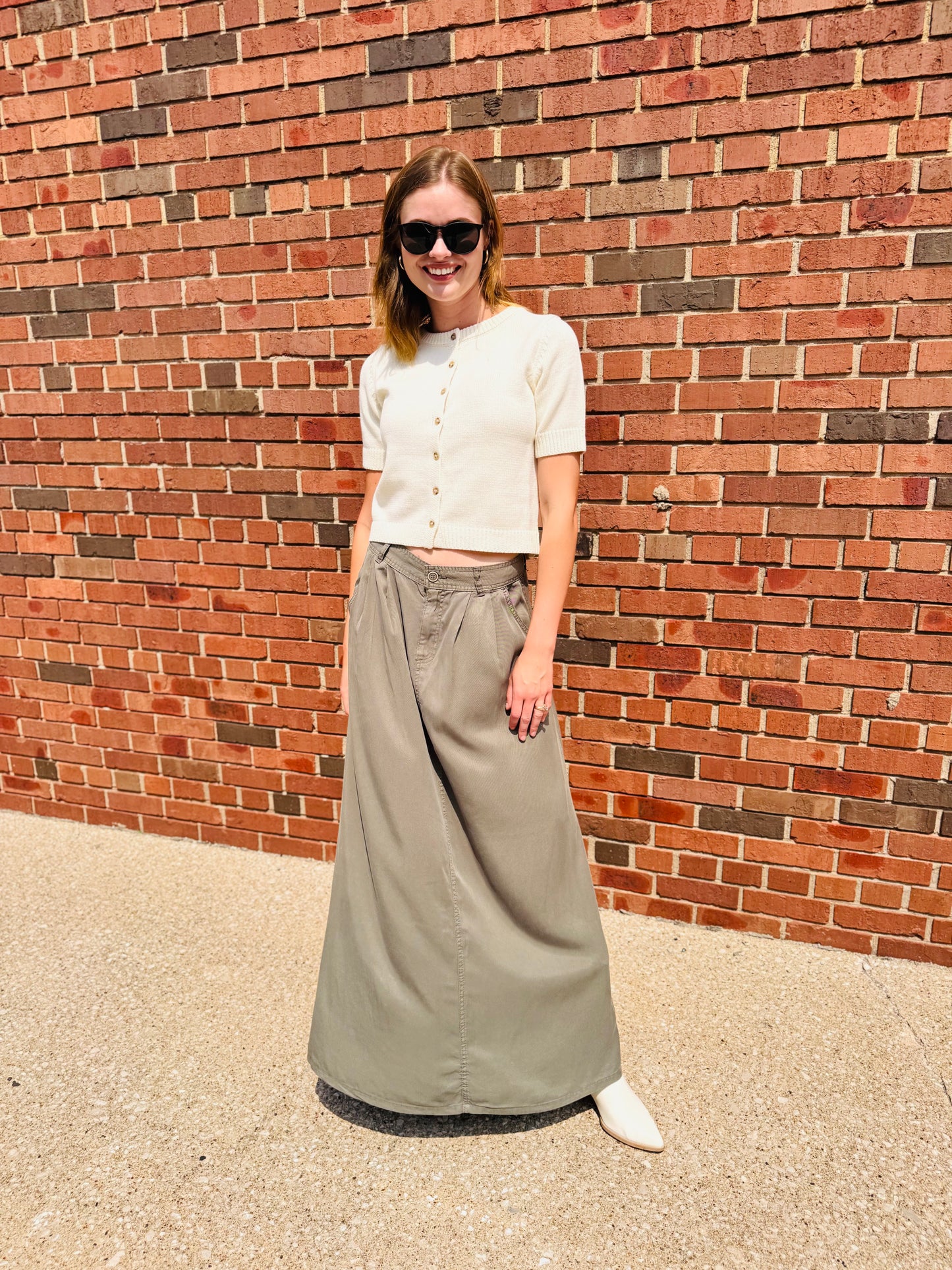 Olive High Rise Full Length Skirt - Risen