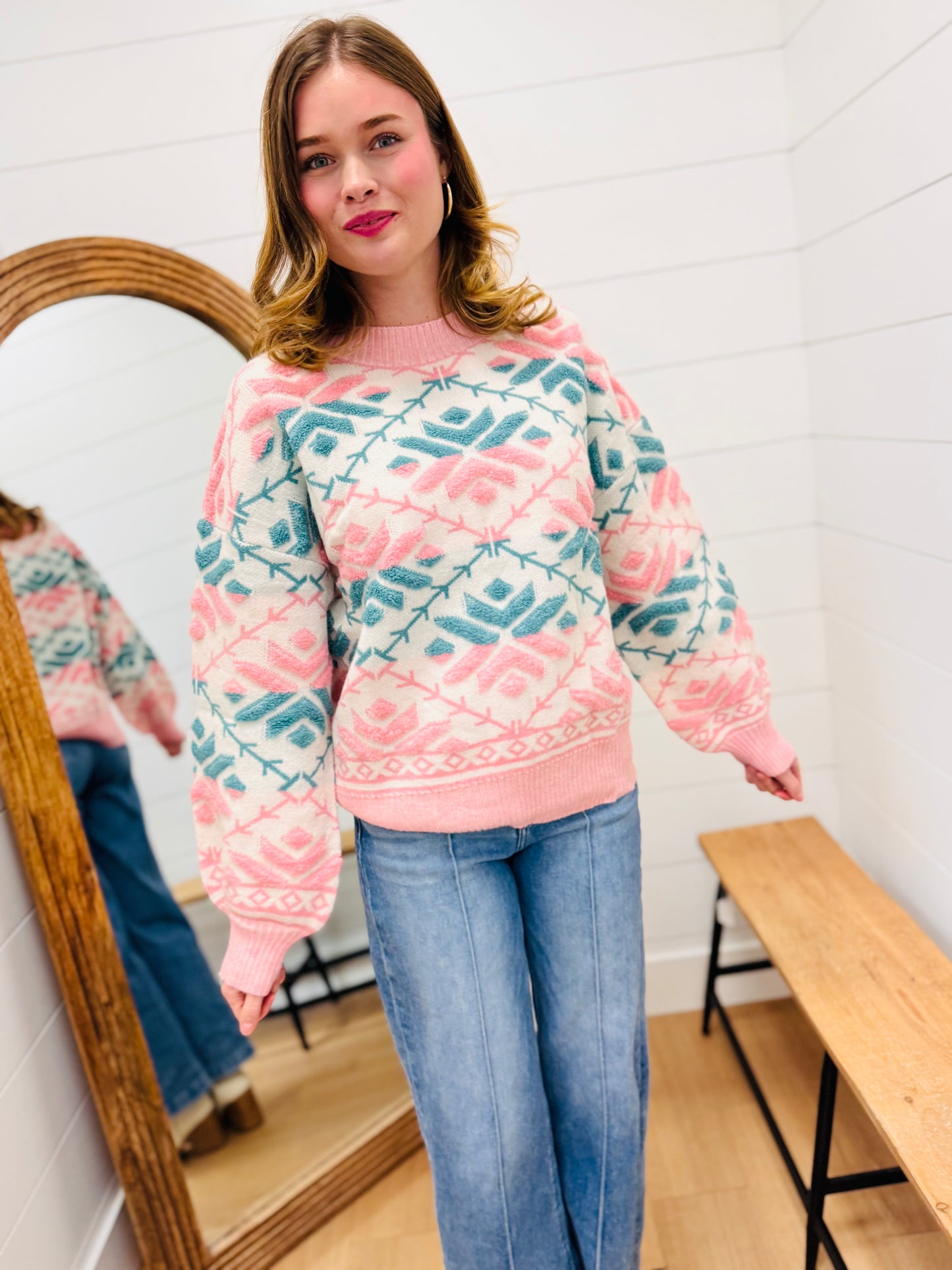 Embroidered Sweater Top