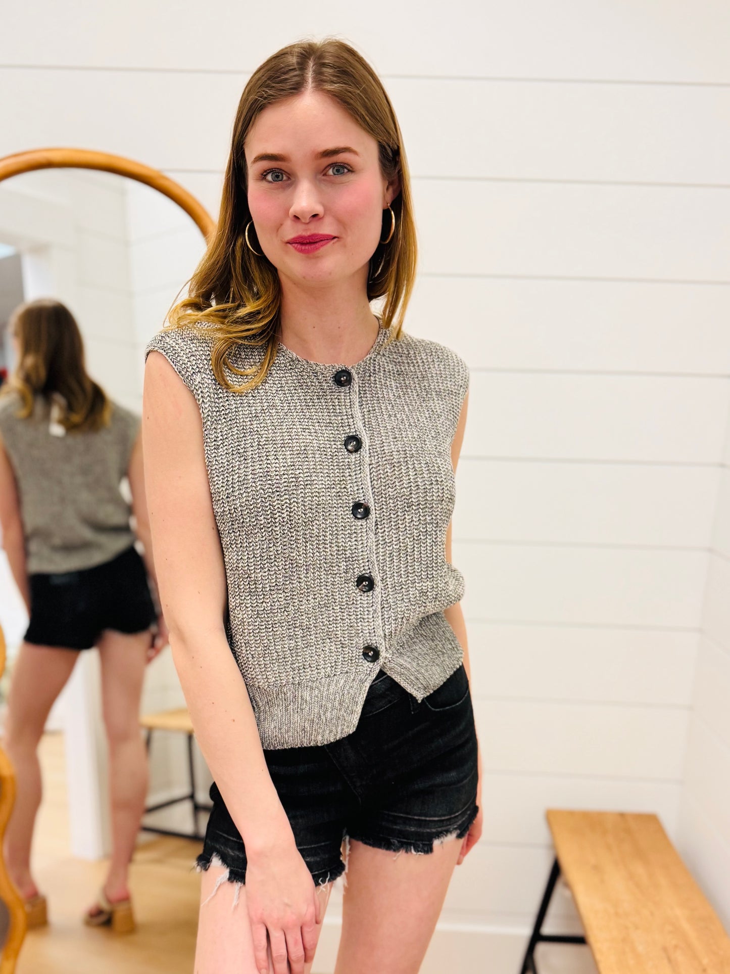 Marled Button Down Sweater Vest