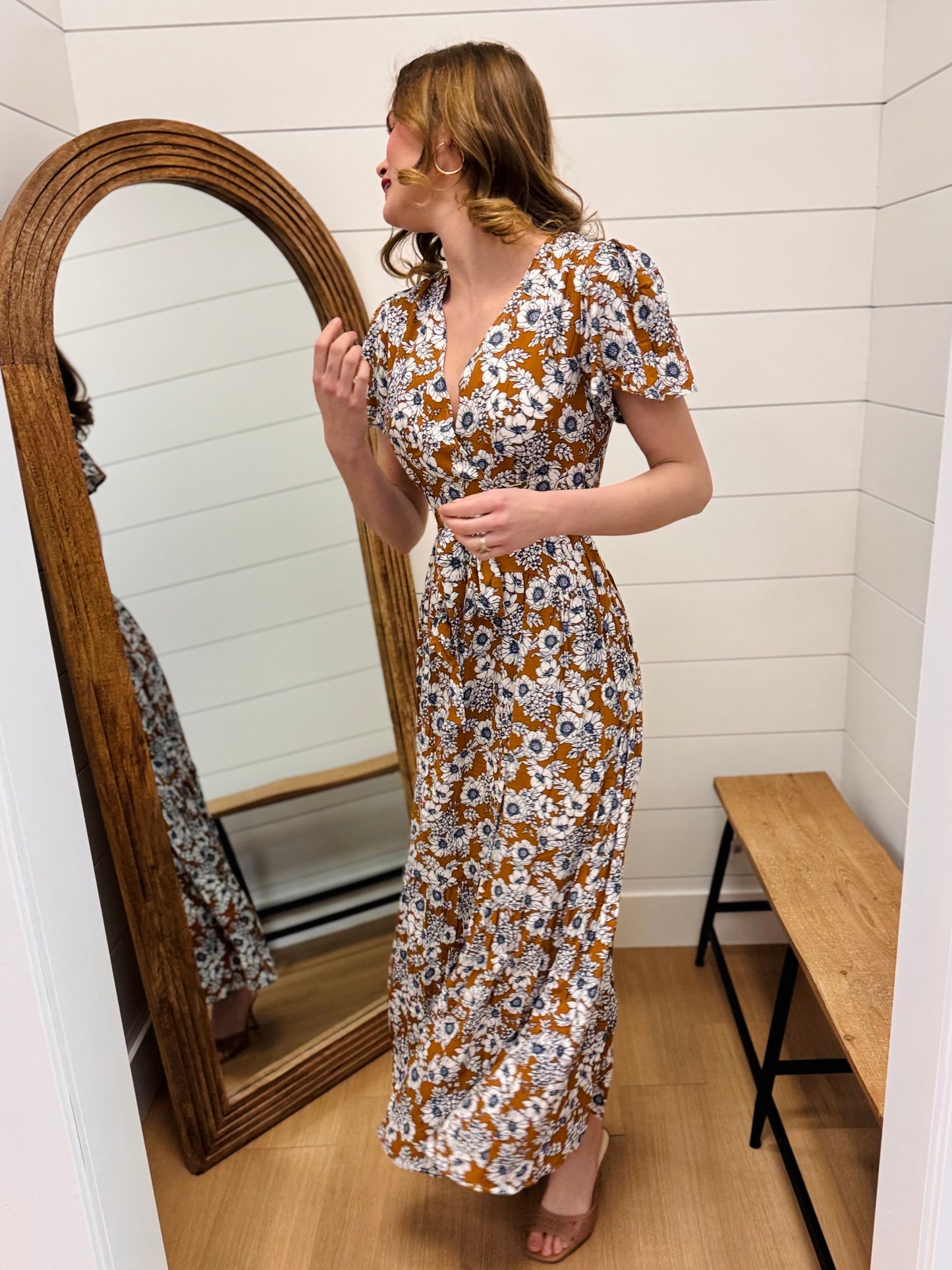 Floral Print Faux Wrap Maxi Dress