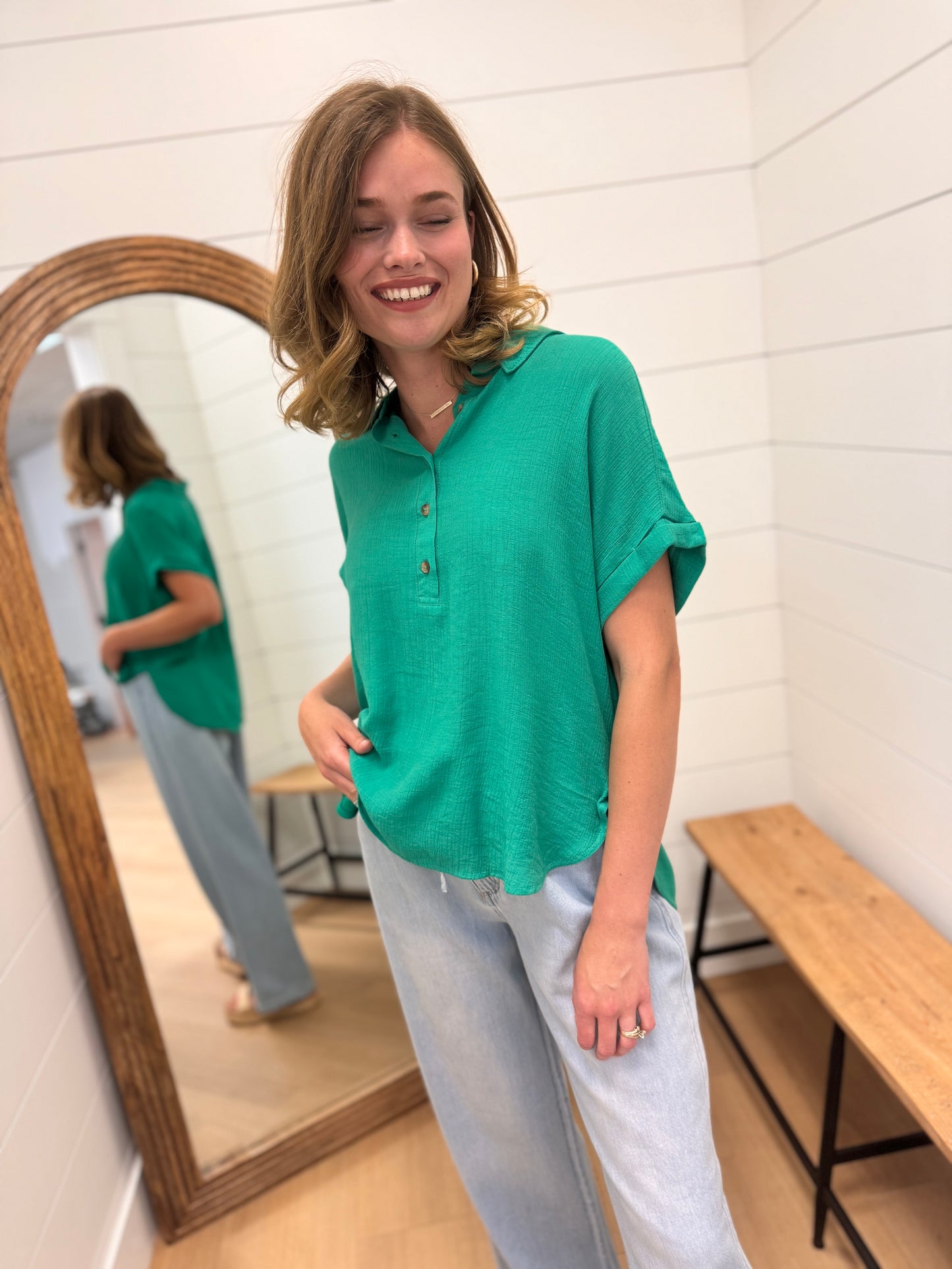Mid Button Down Top