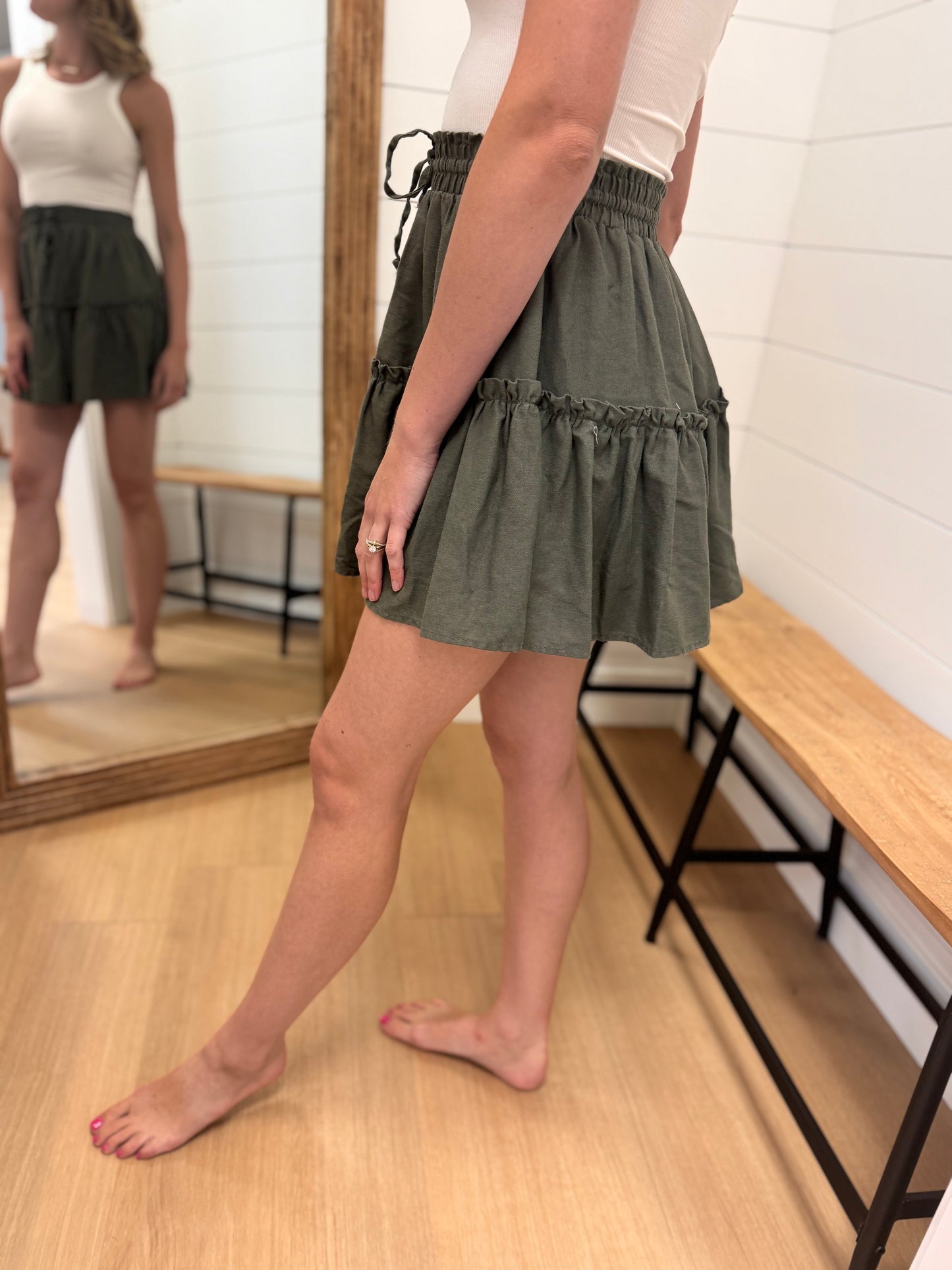 Olive Linen Skirt