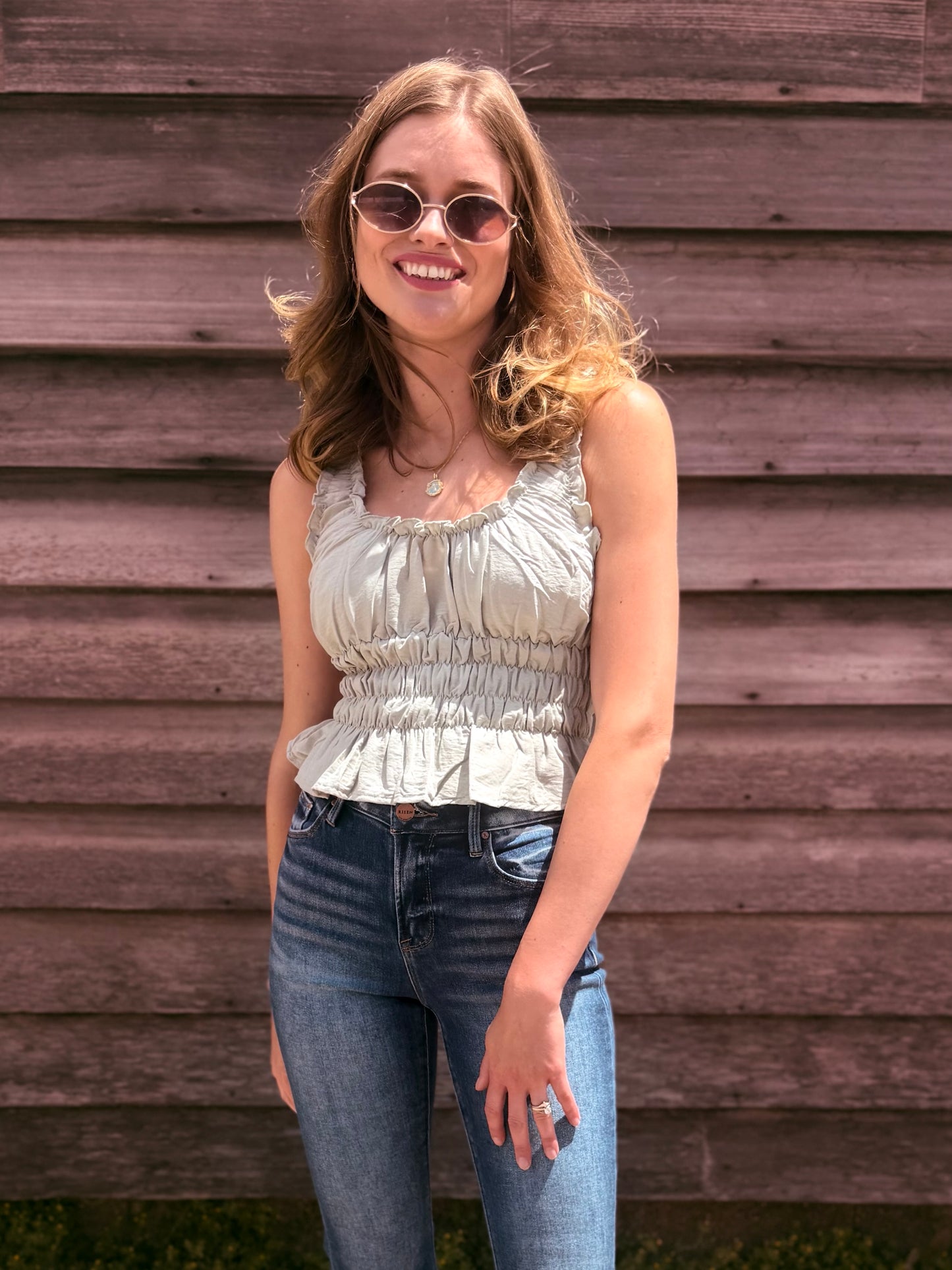 Square Neck Smocked Top