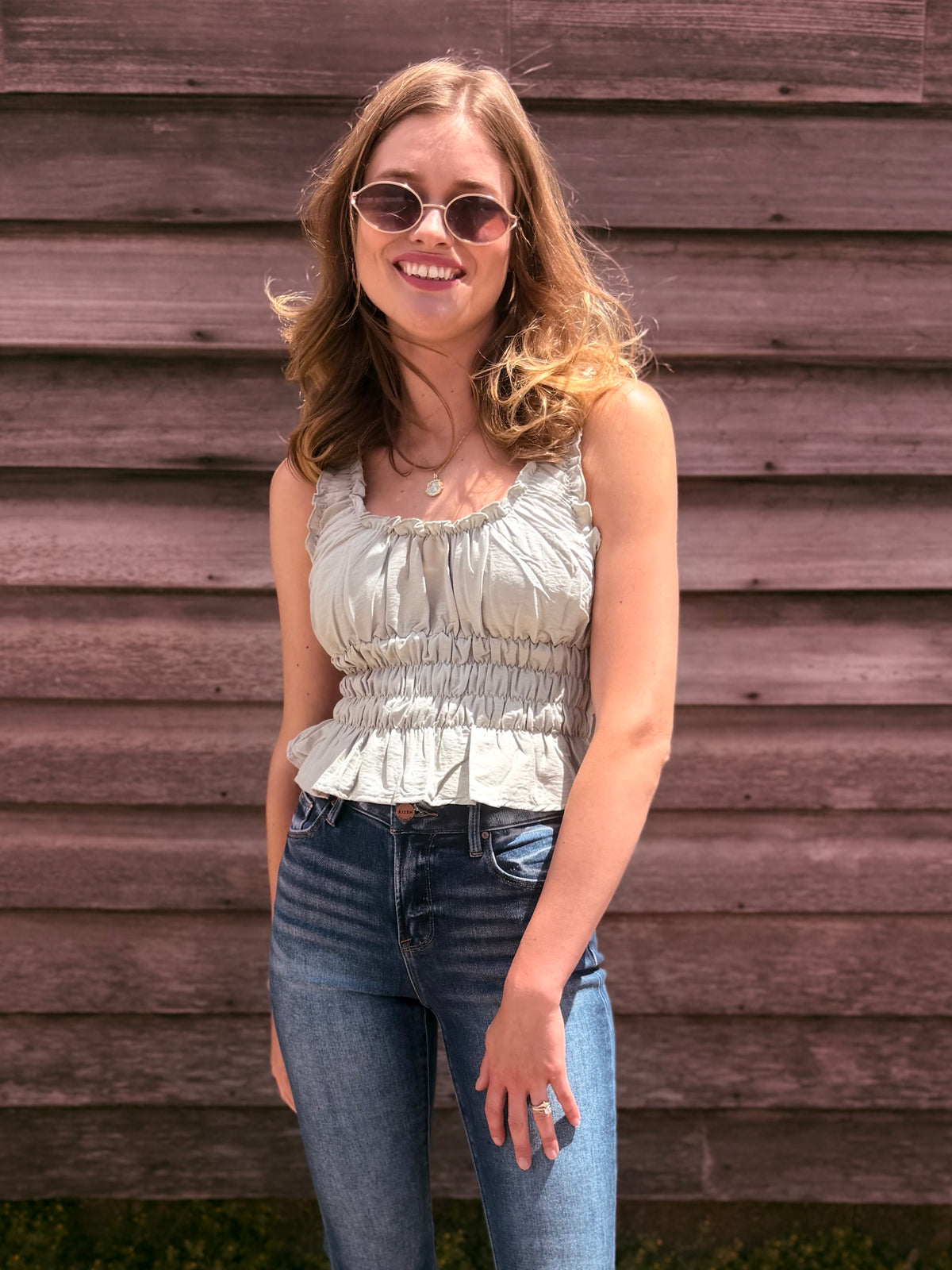 Square Neck Smocked Top