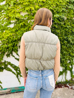 Full-zip Reversible Puffer Vest - Olive