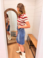 Stripe Crochet Knit Pullover
