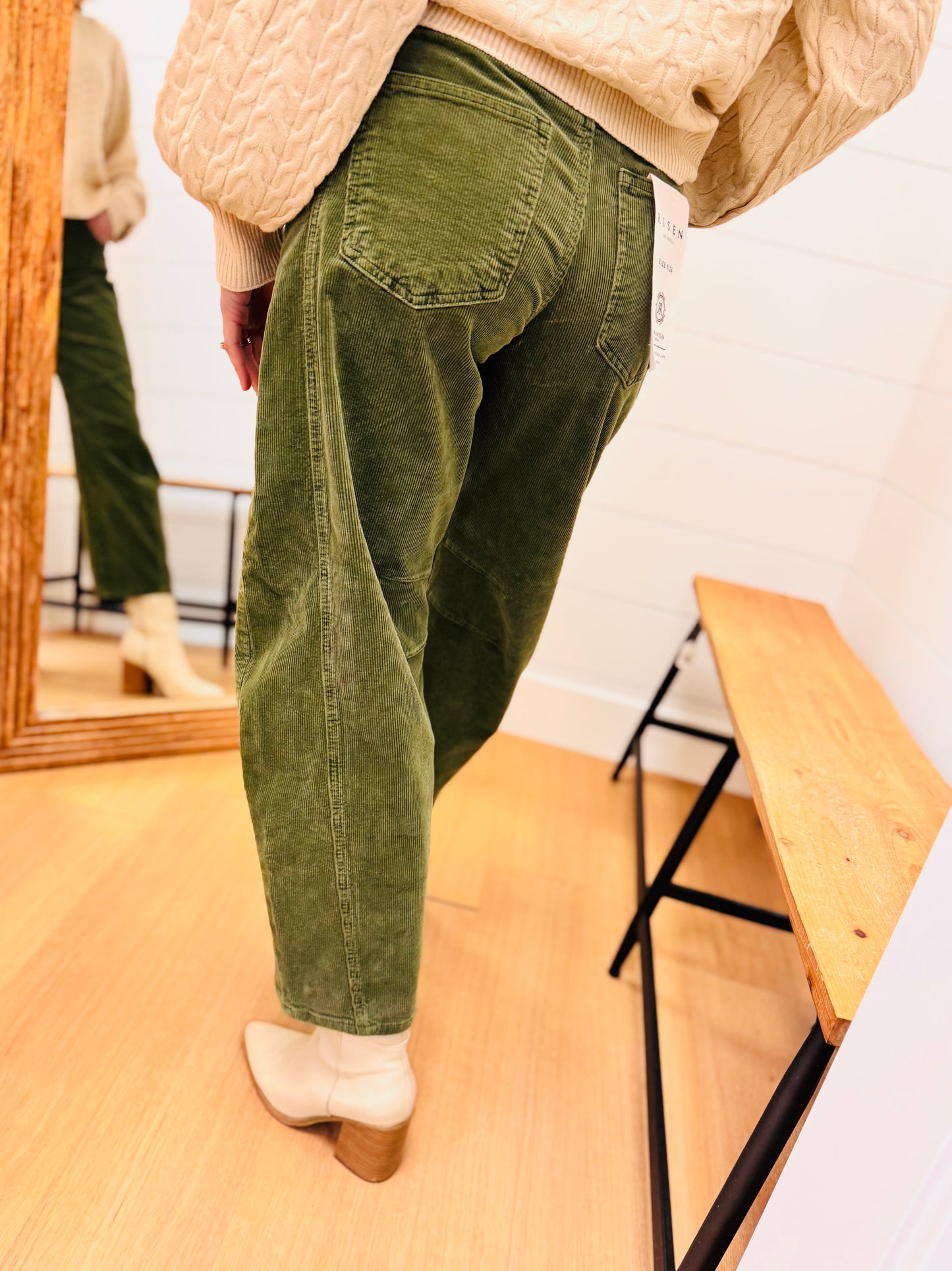 Slouchy Ankle Barrel Corduroy Pants
