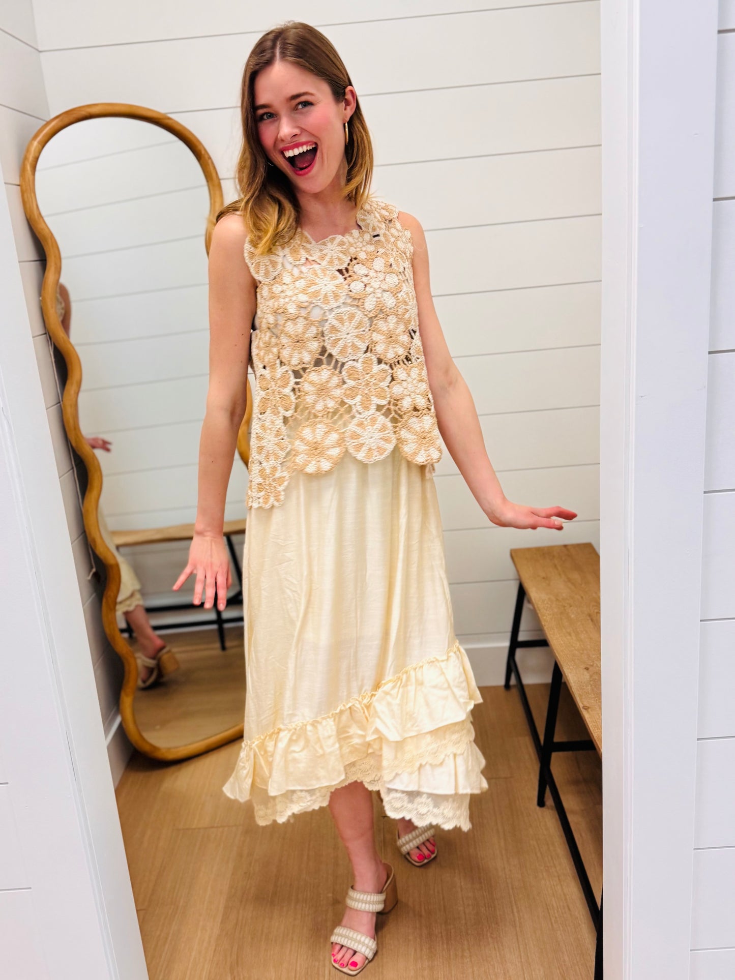 Ruffle Hem Lace Skirt