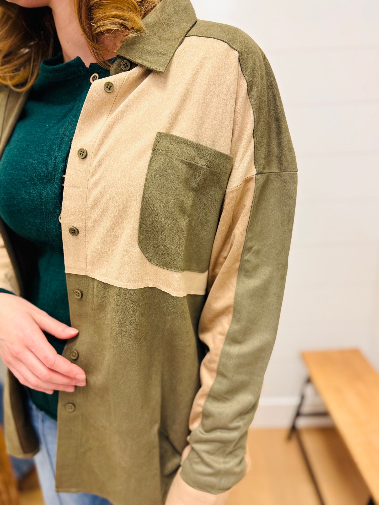 Color Block Suede Top