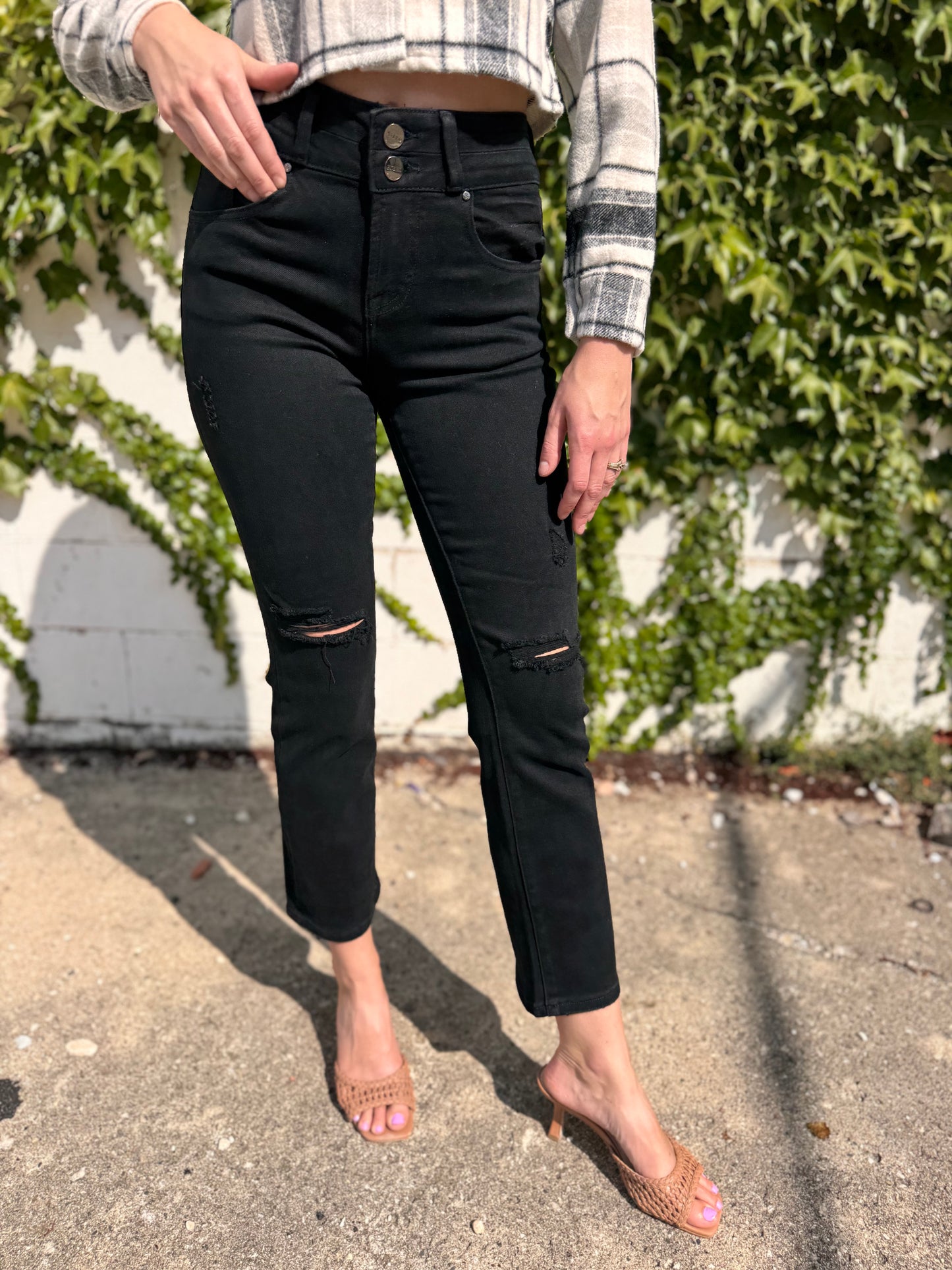 Black Straight Leg Jeans - Risen