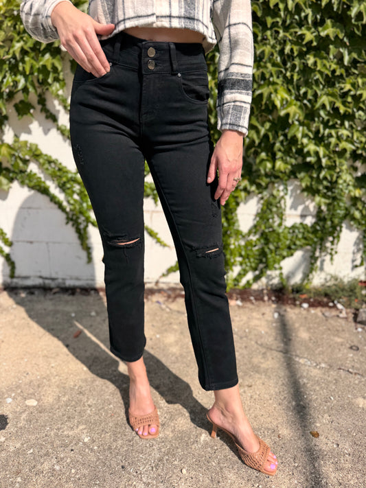 Black Straight Leg Jeans - Risen