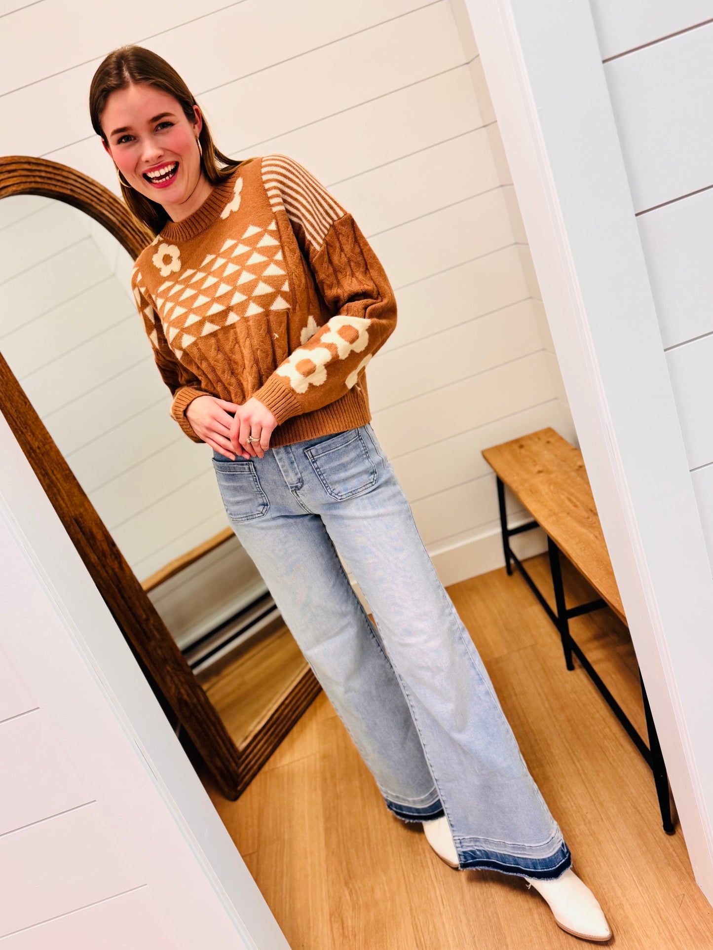 Undone Hem High Rise Wide Leg Jeans