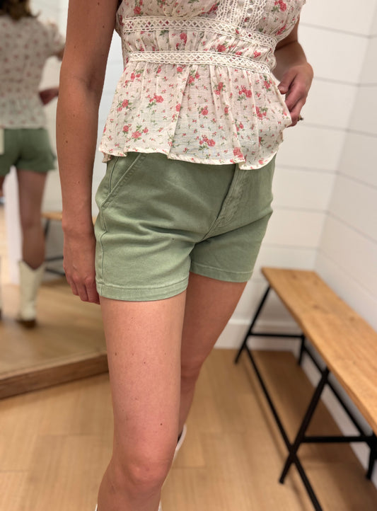 Olive High Rise Shorts - Risen