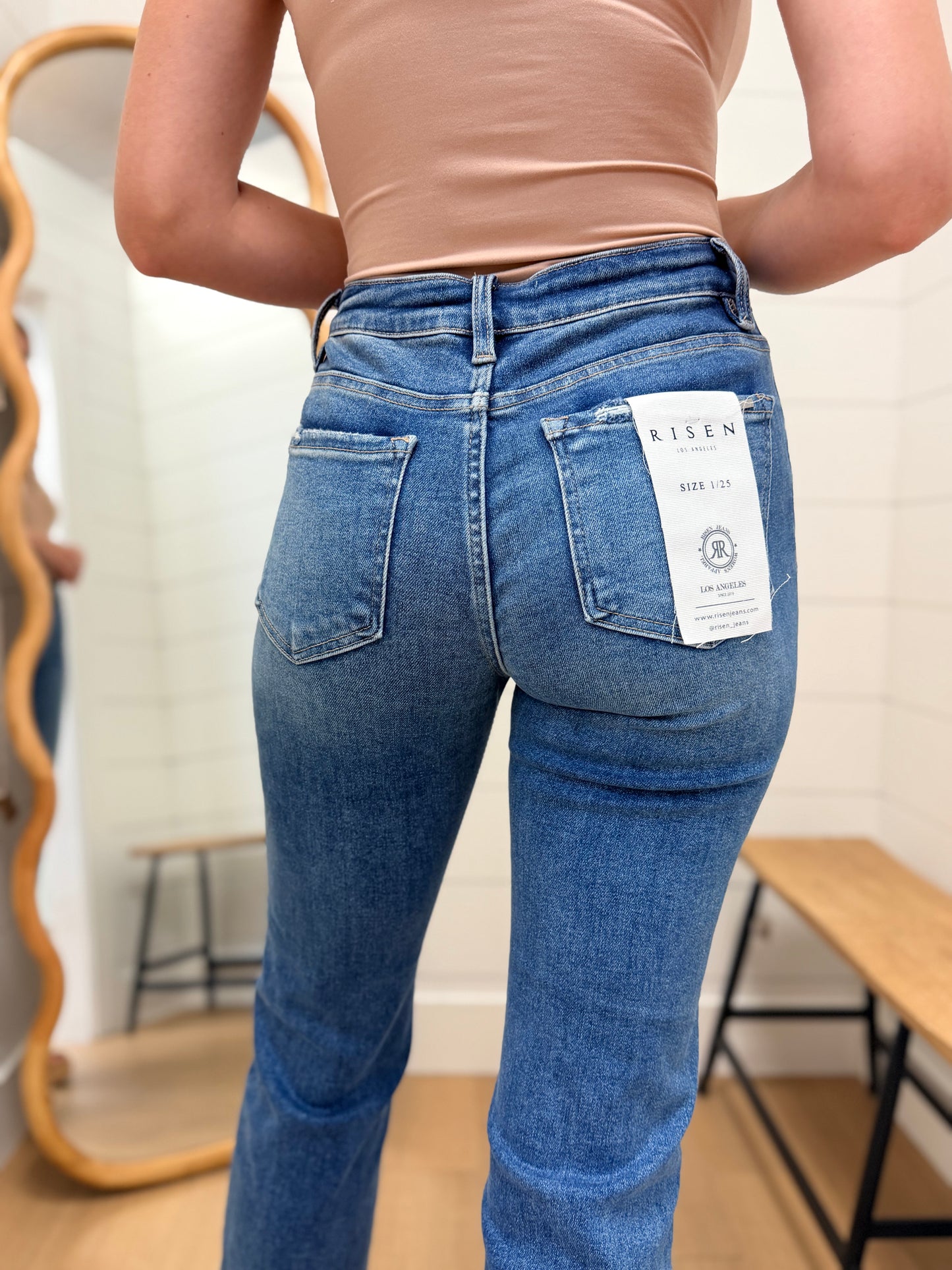 Mid Rise Ankle Straight Cuffed Jeans - Risen