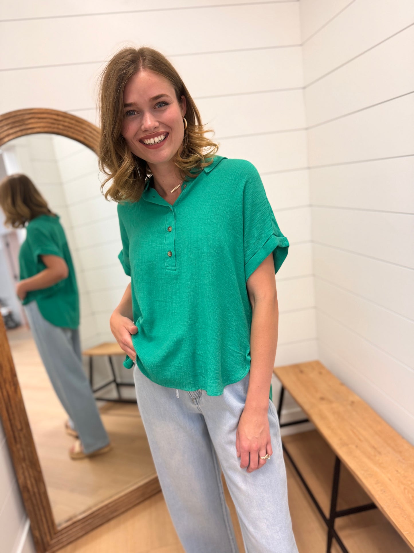 Mid Button Down Top