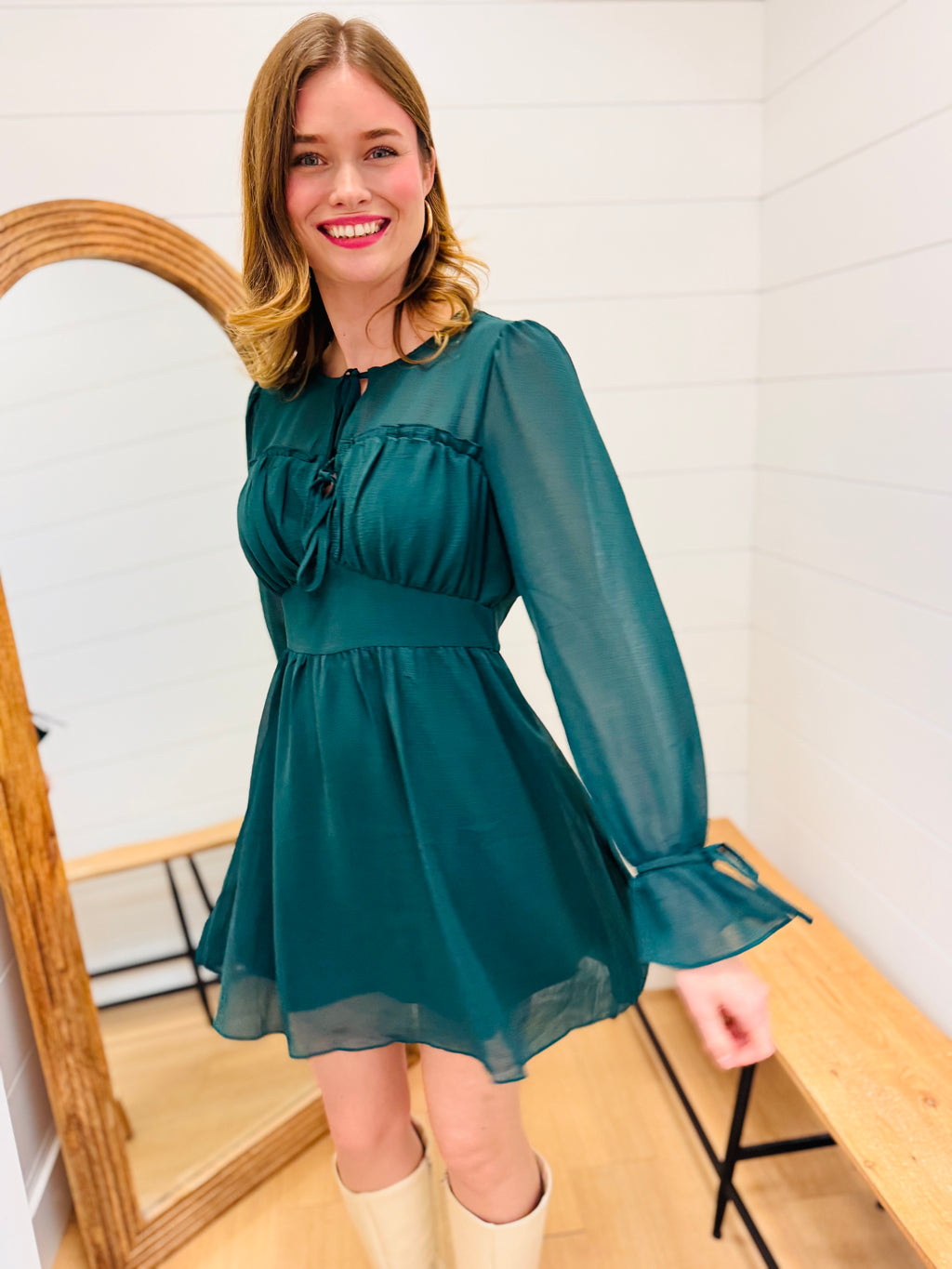 Ruffle + Bow Holiday Dress