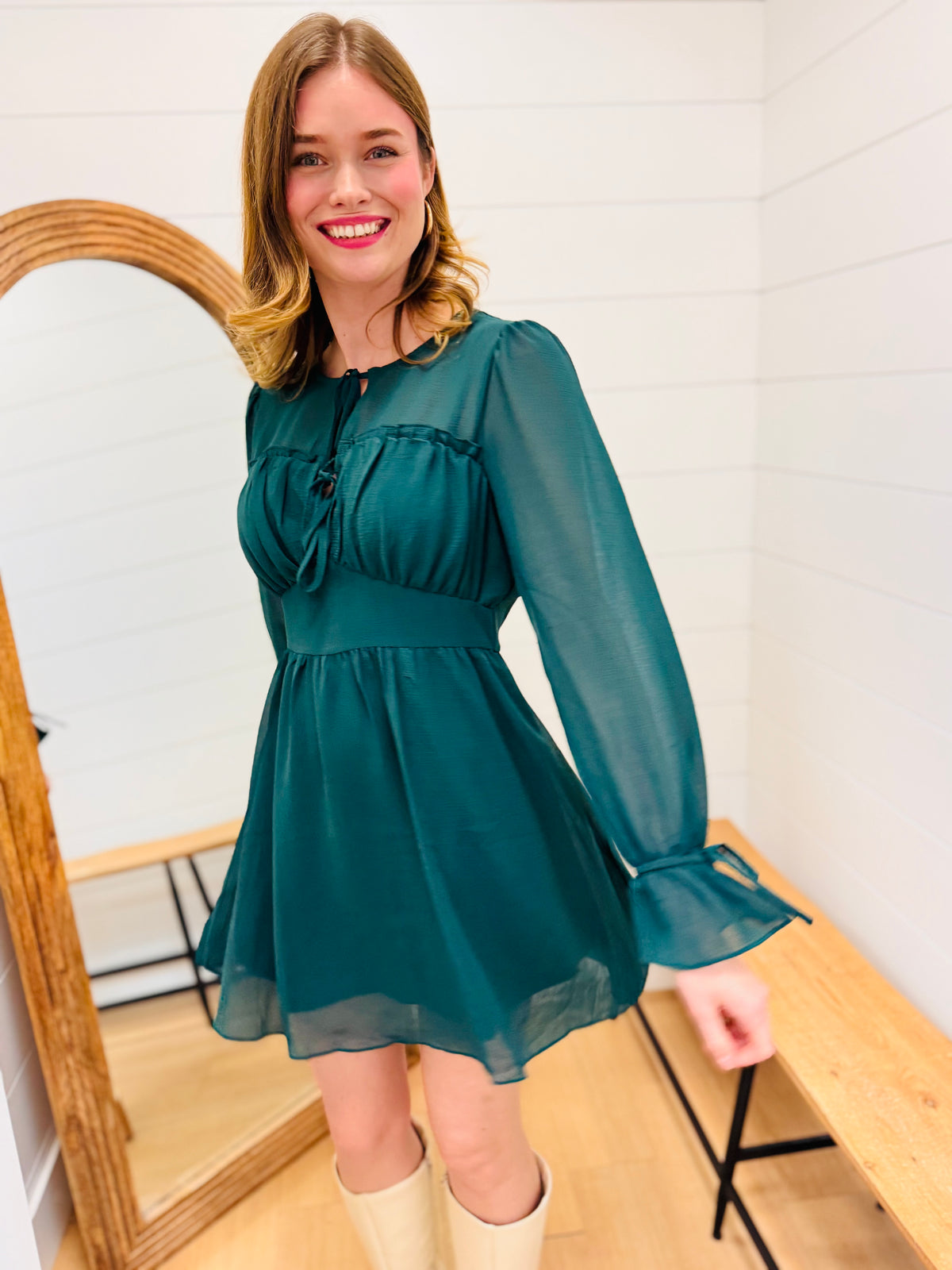 Ruffle + Bow Holiday Dress
