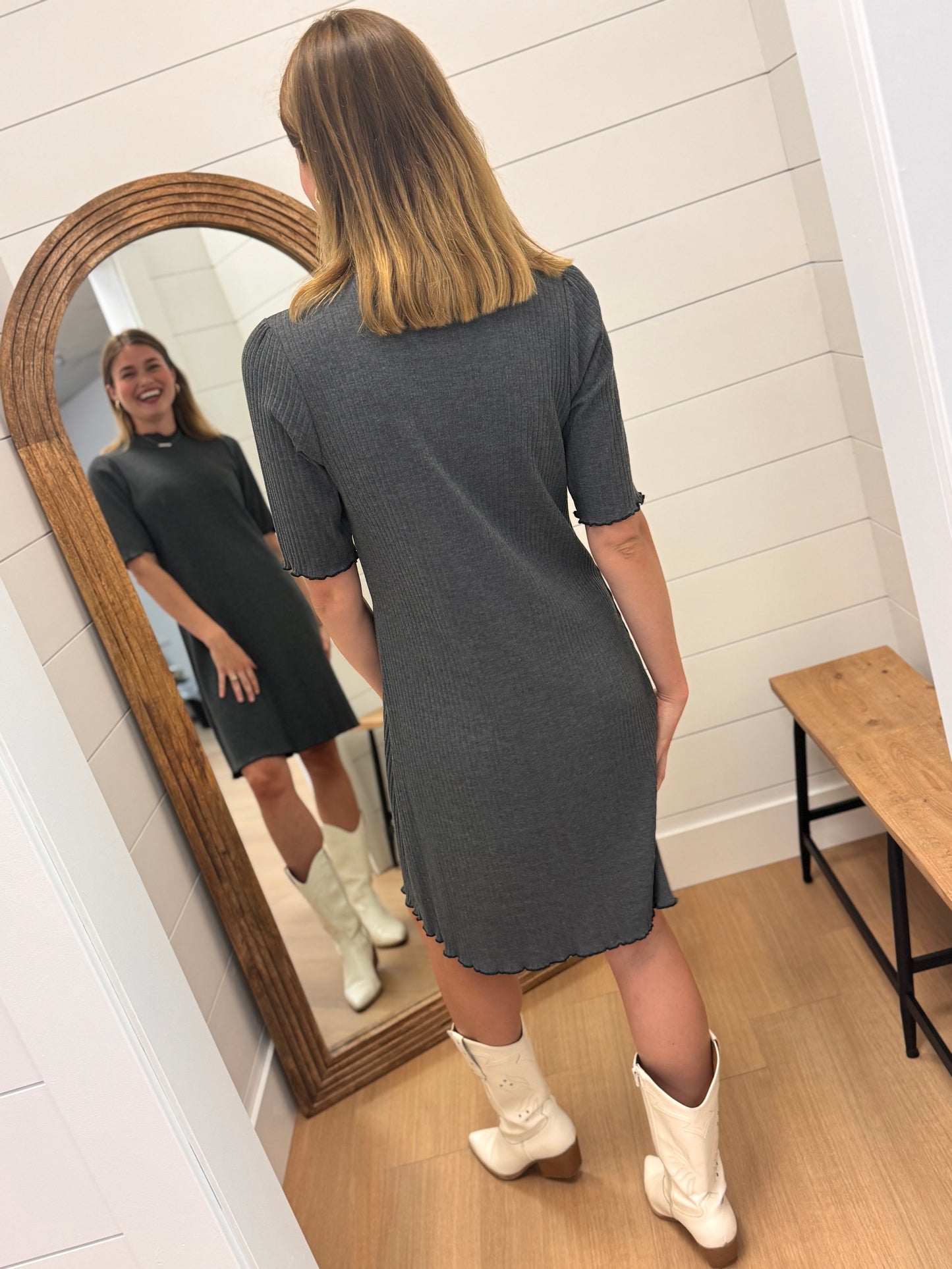 Charcoal Ribbed Dress