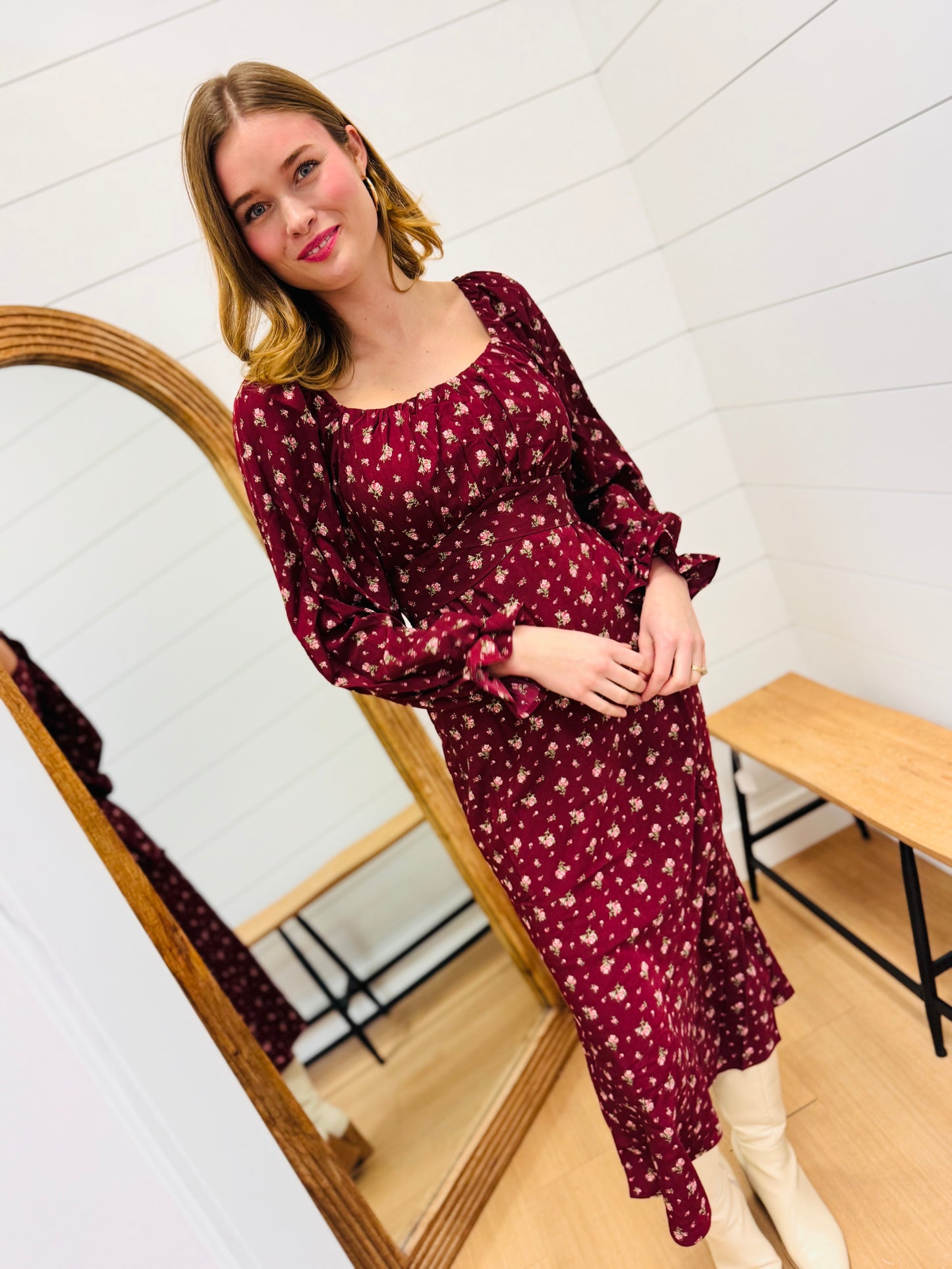 Floral Printed Back Tie Maxi Dress