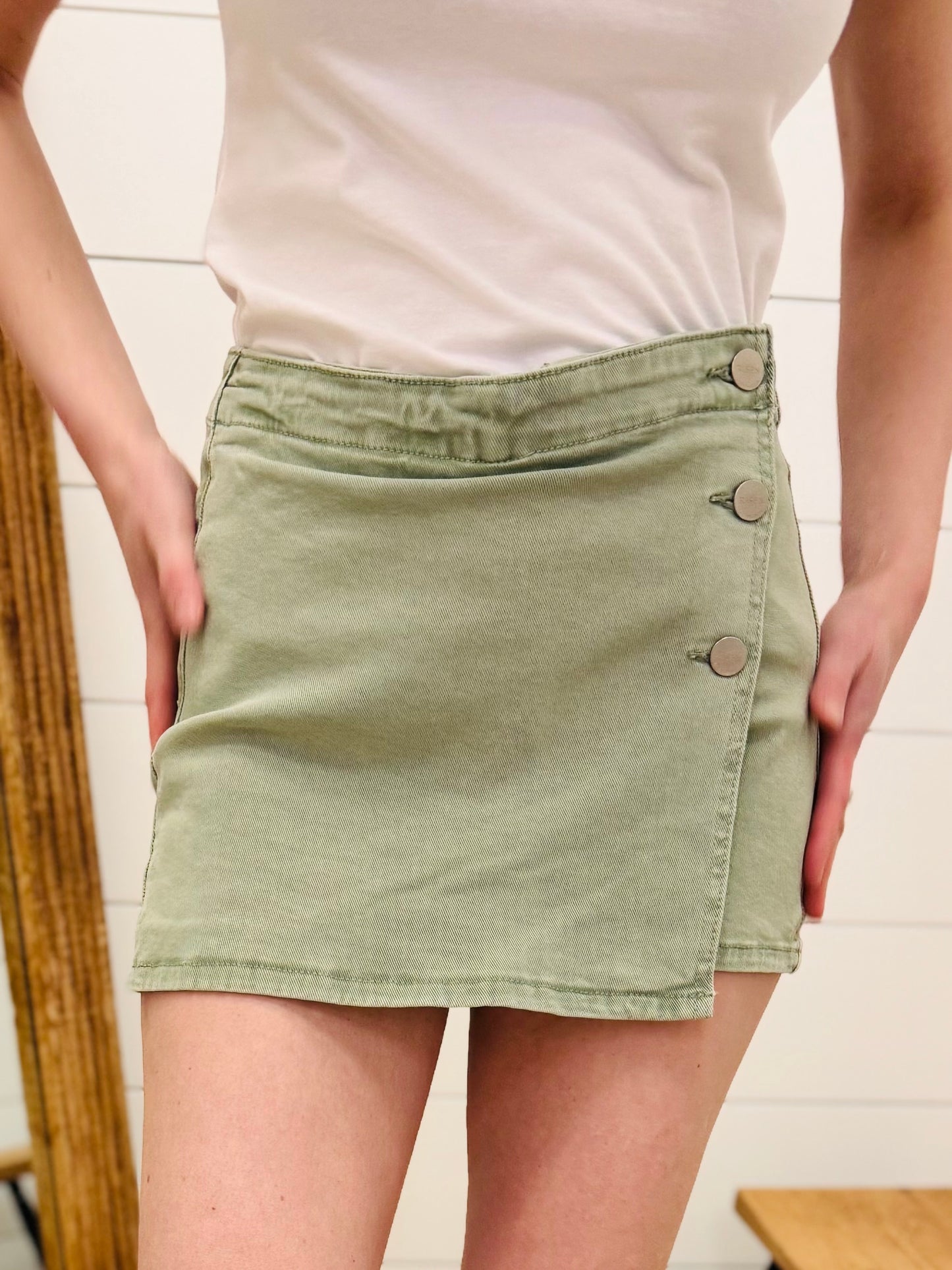 High Rise Olive Skort - Risen