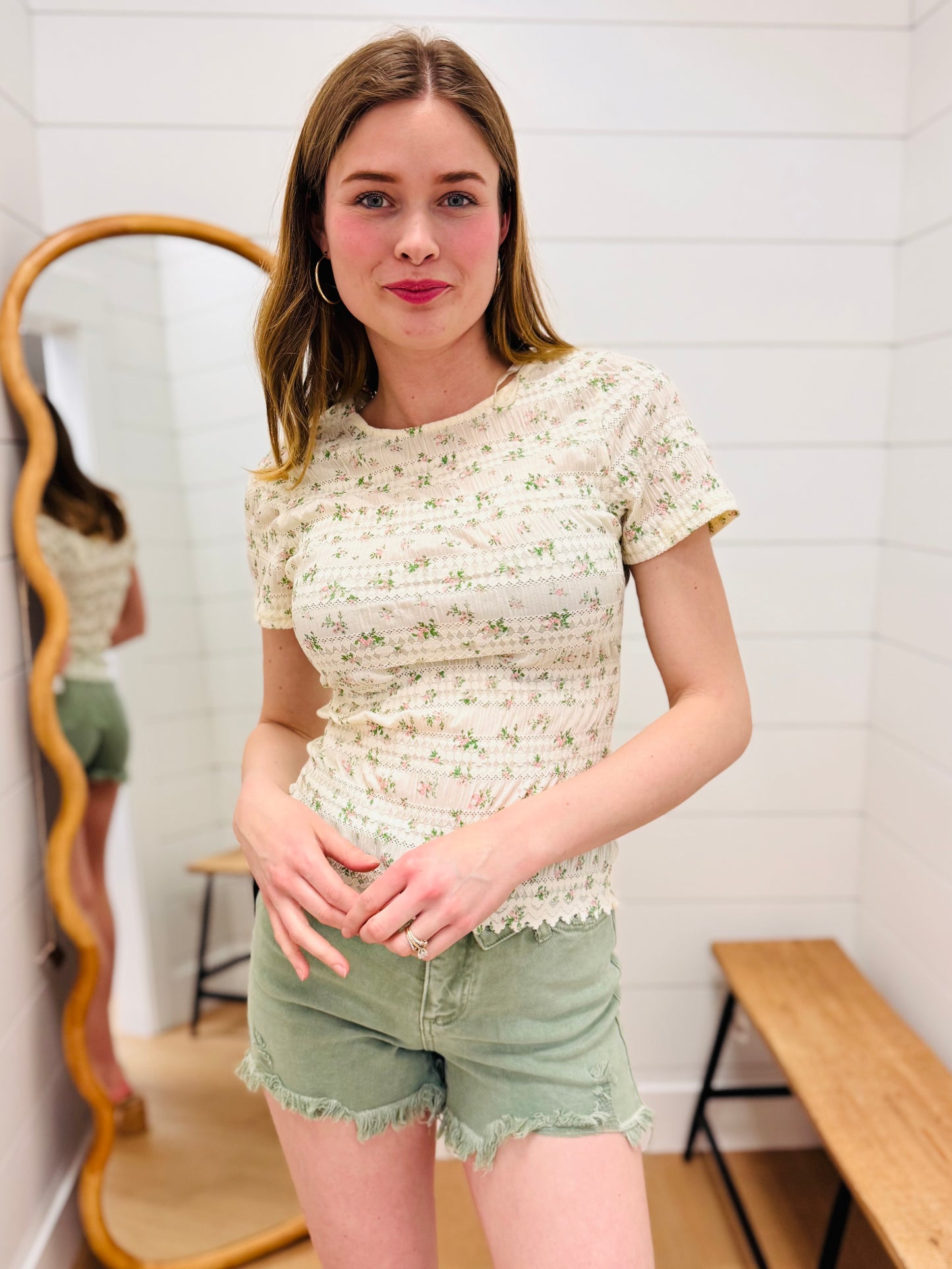 Ivory + Mini Floral Top