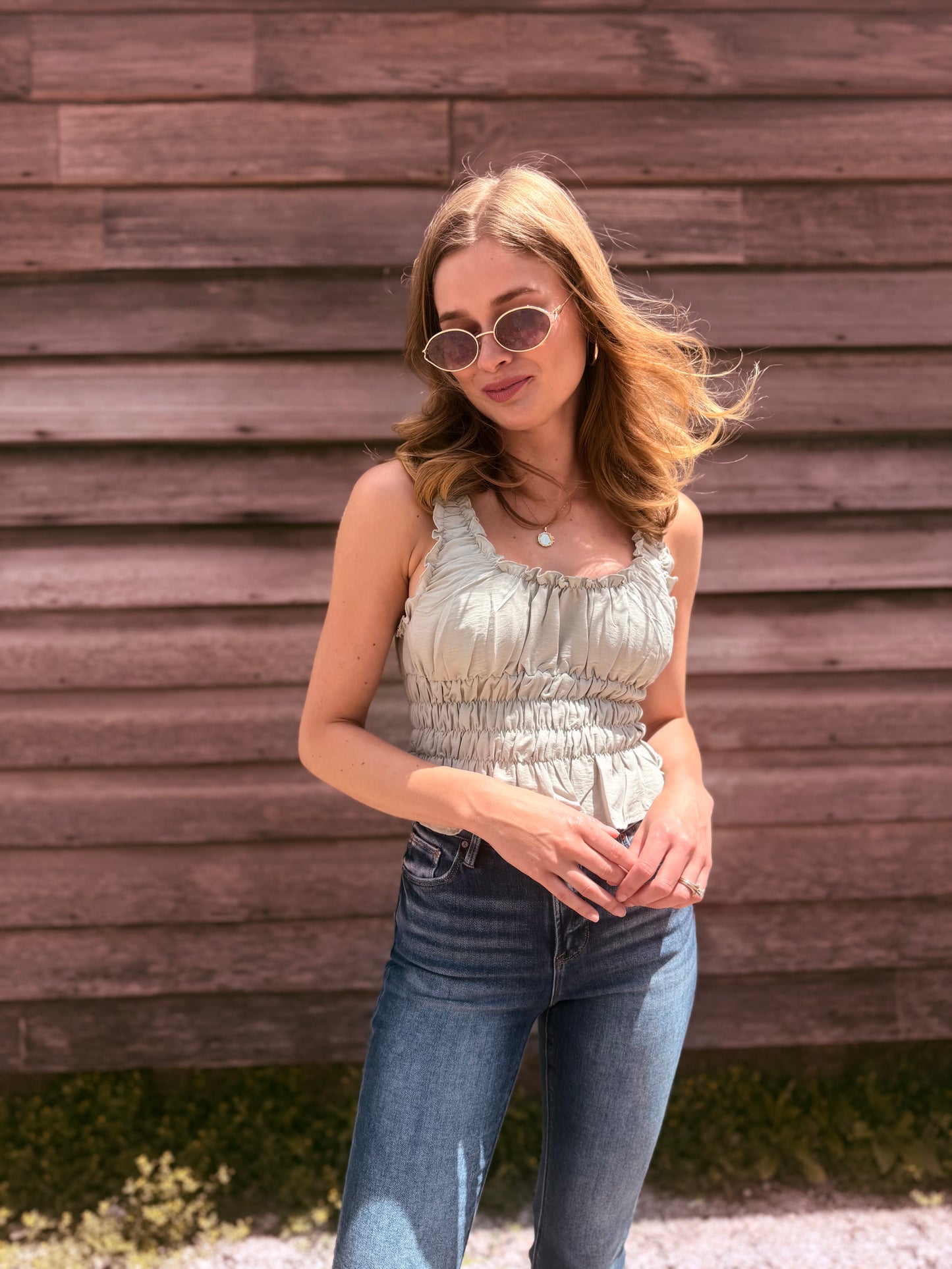 Square Neck Smocked Top