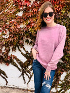 Acid Washed Fleece Sweatshirts Side Rib