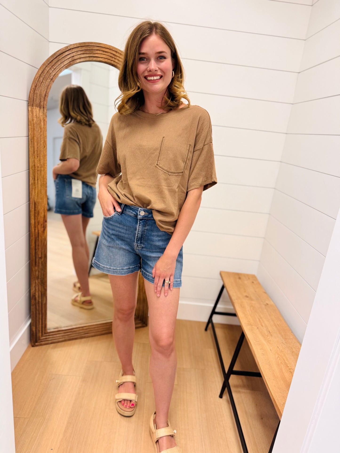 Contrast Stitch Crepe Tee